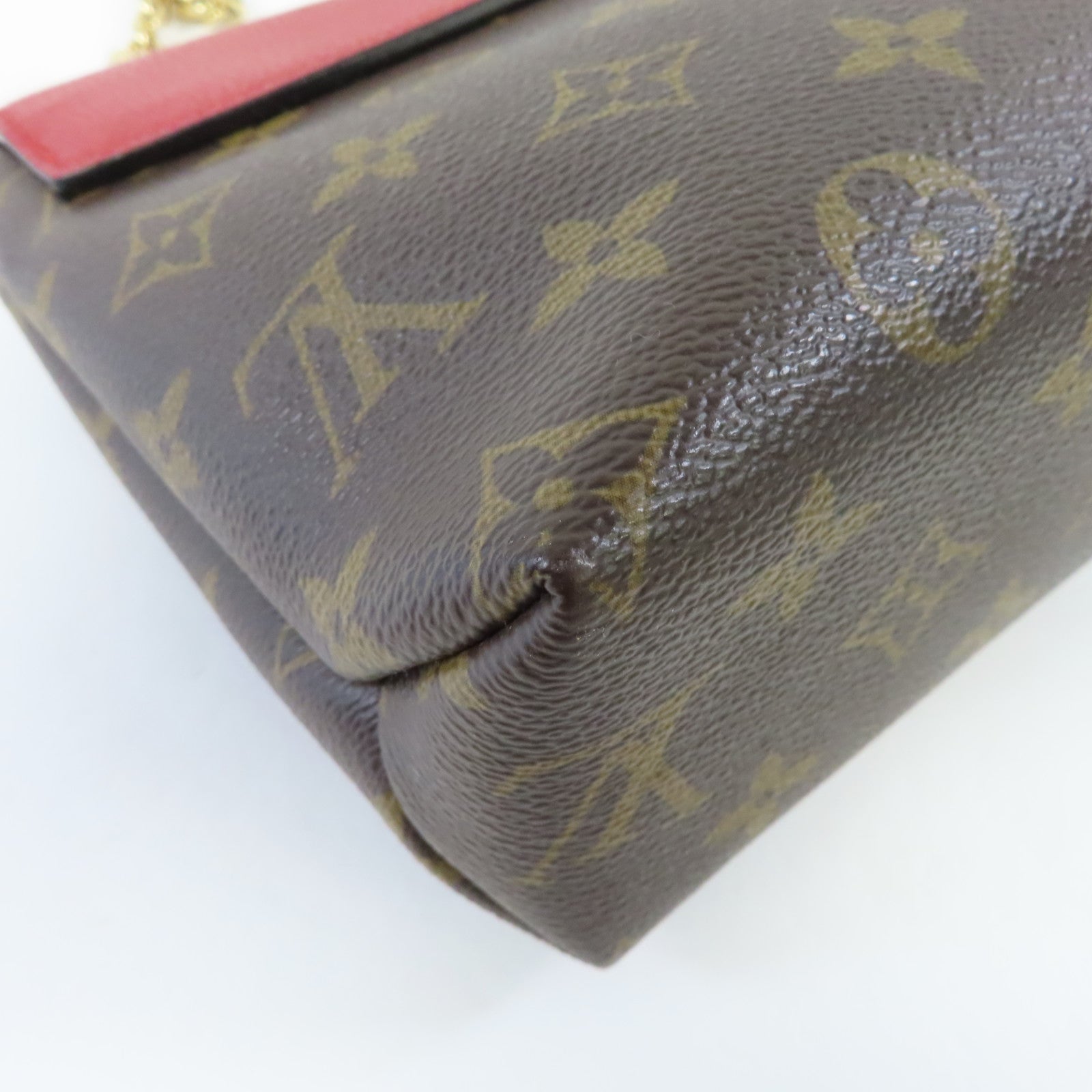 LOUIS VUITTON Monogram Saint Placide Chain Bag金扣鏈帶肩背袋紅色/啡色