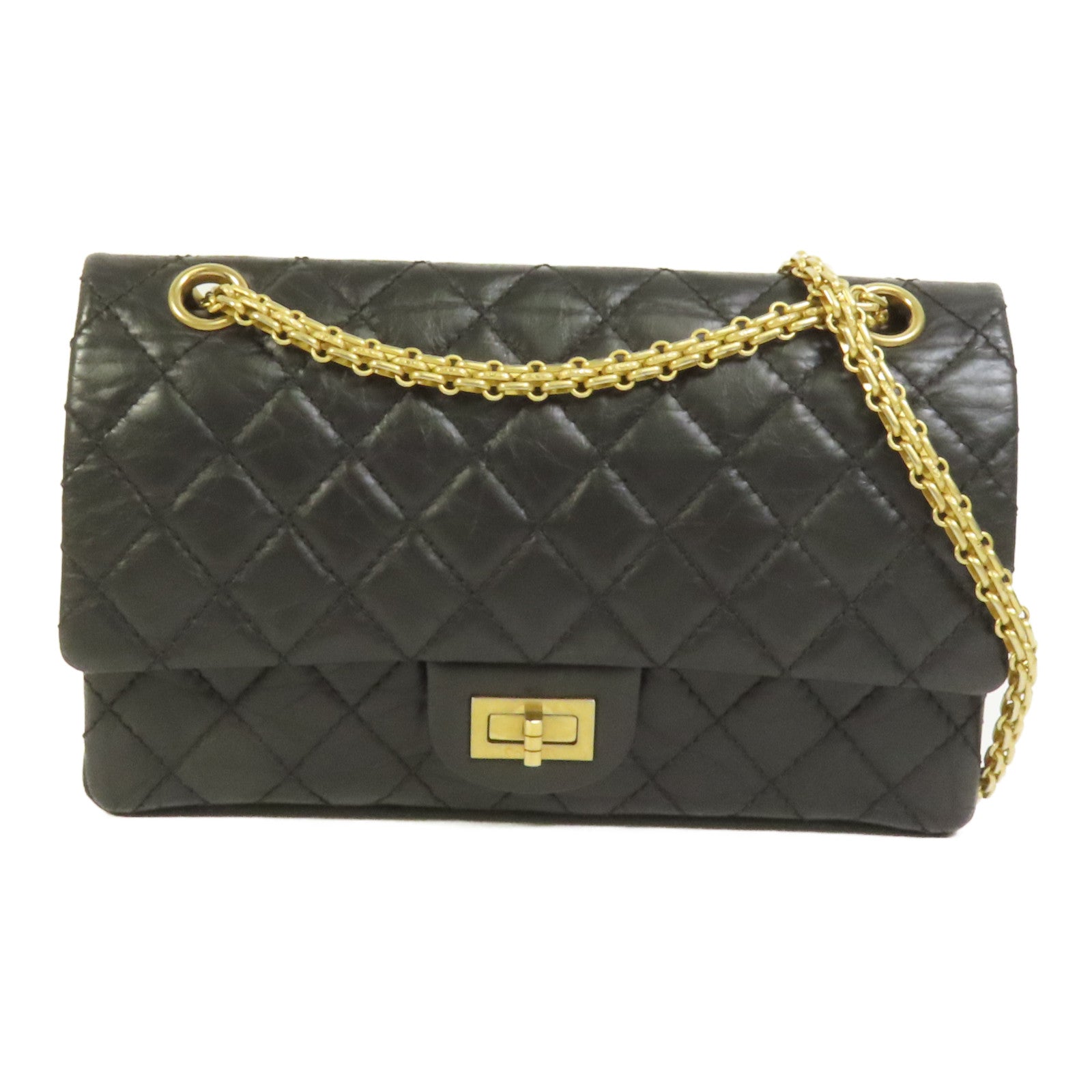 CHANEL 牛皮皮革2.55 Medium金扣鏈帶肩背袋