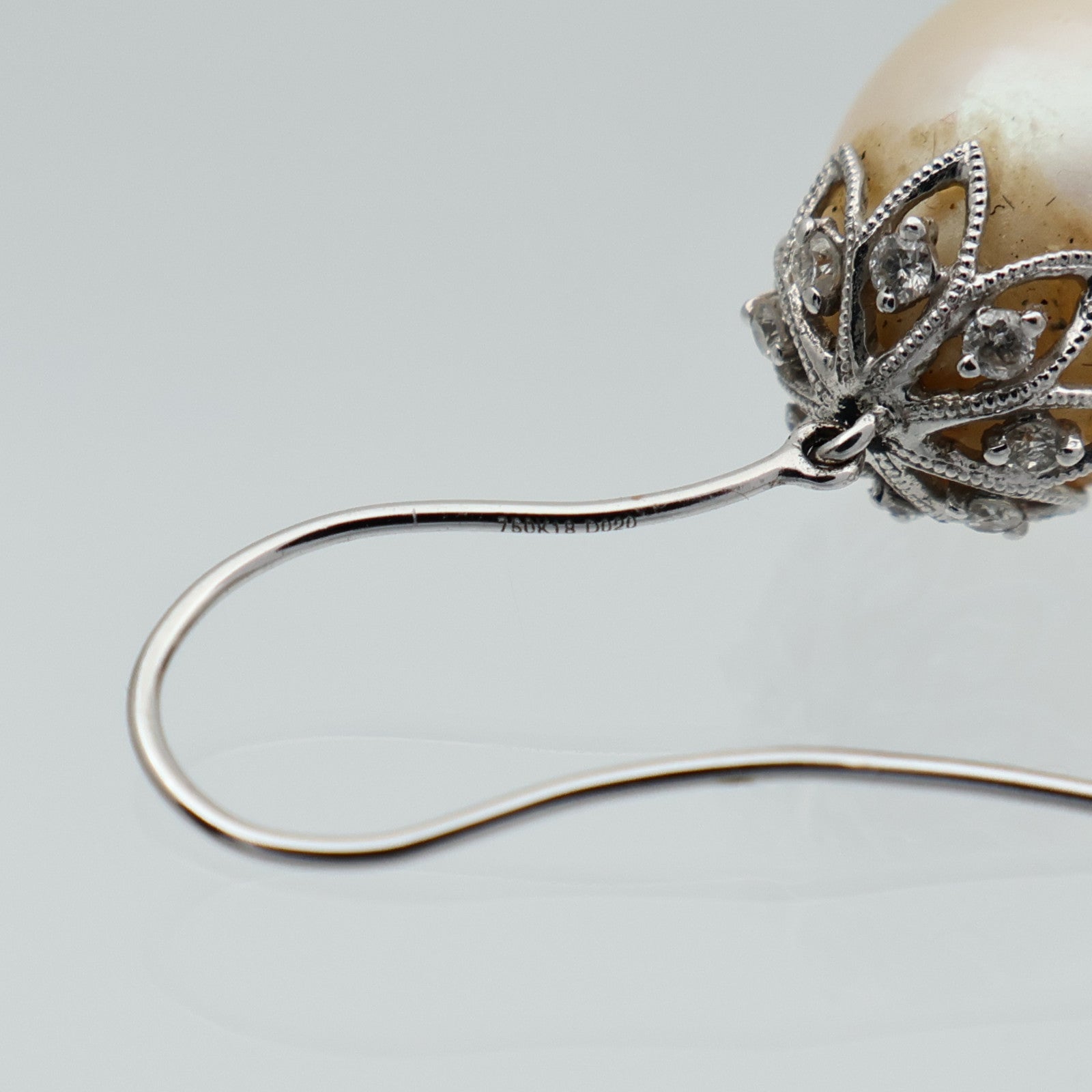 JEWELRY 18K白金Pearl Diamond Earrings珍珠鑽石耳環
