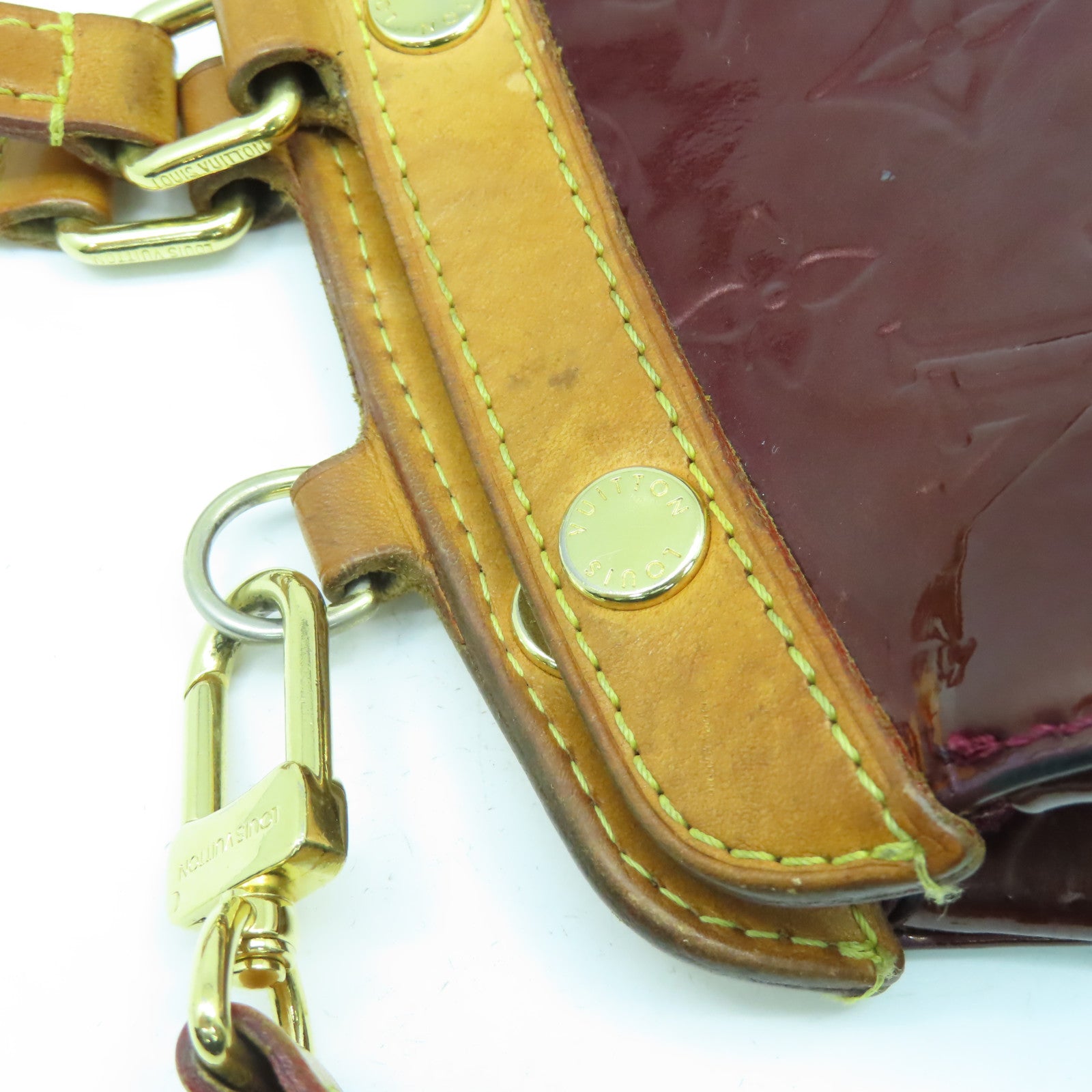 LOUIS VUITTON Monogram Vernis Brera MM金扣手挽肩背兩用袋酒紅色