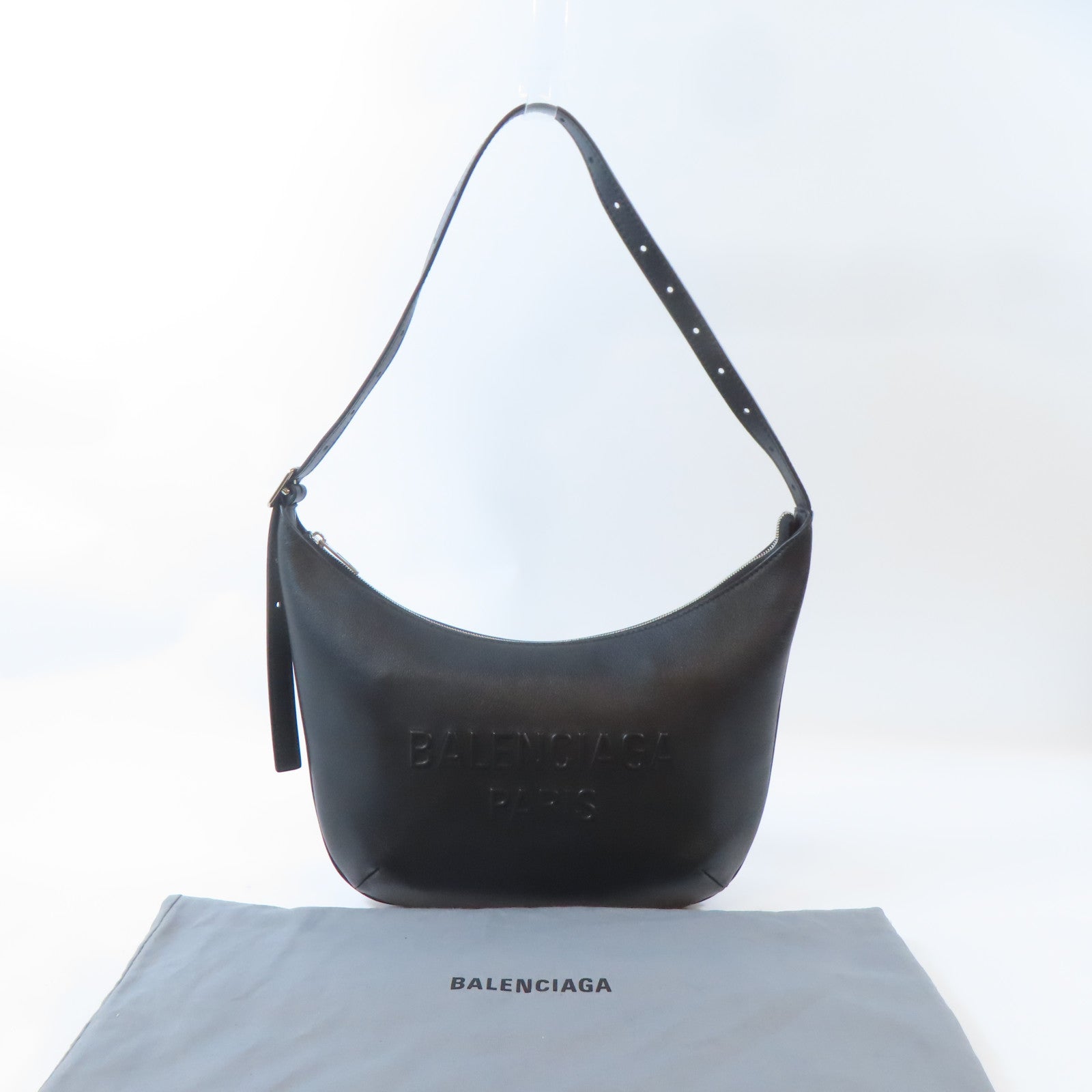 BALENCIAGA 牛皮皮革Mary Kate Sling Bag銀扣肩背袋黑色– Brand