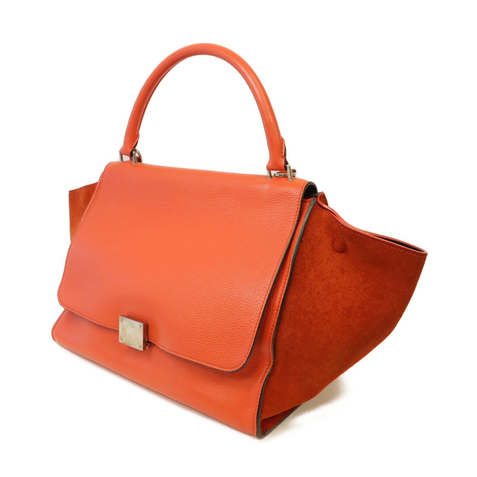 CELINE 【激減優惠】牛皮皮革Trapeze銀扣手挽肩背兩用袋紅色