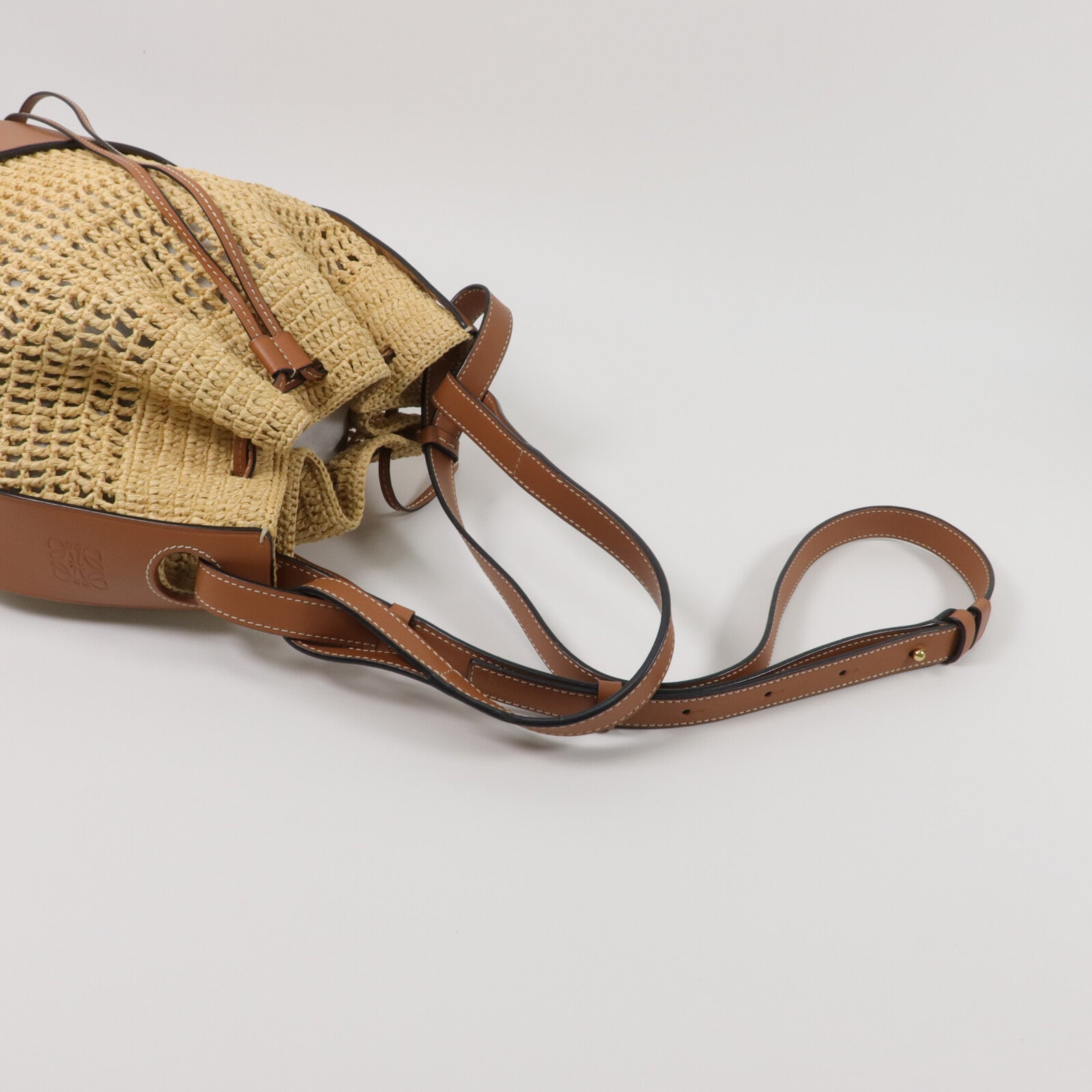 LOEWE Raffia/牛皮皮革Balloon手挽肩背兩用袋