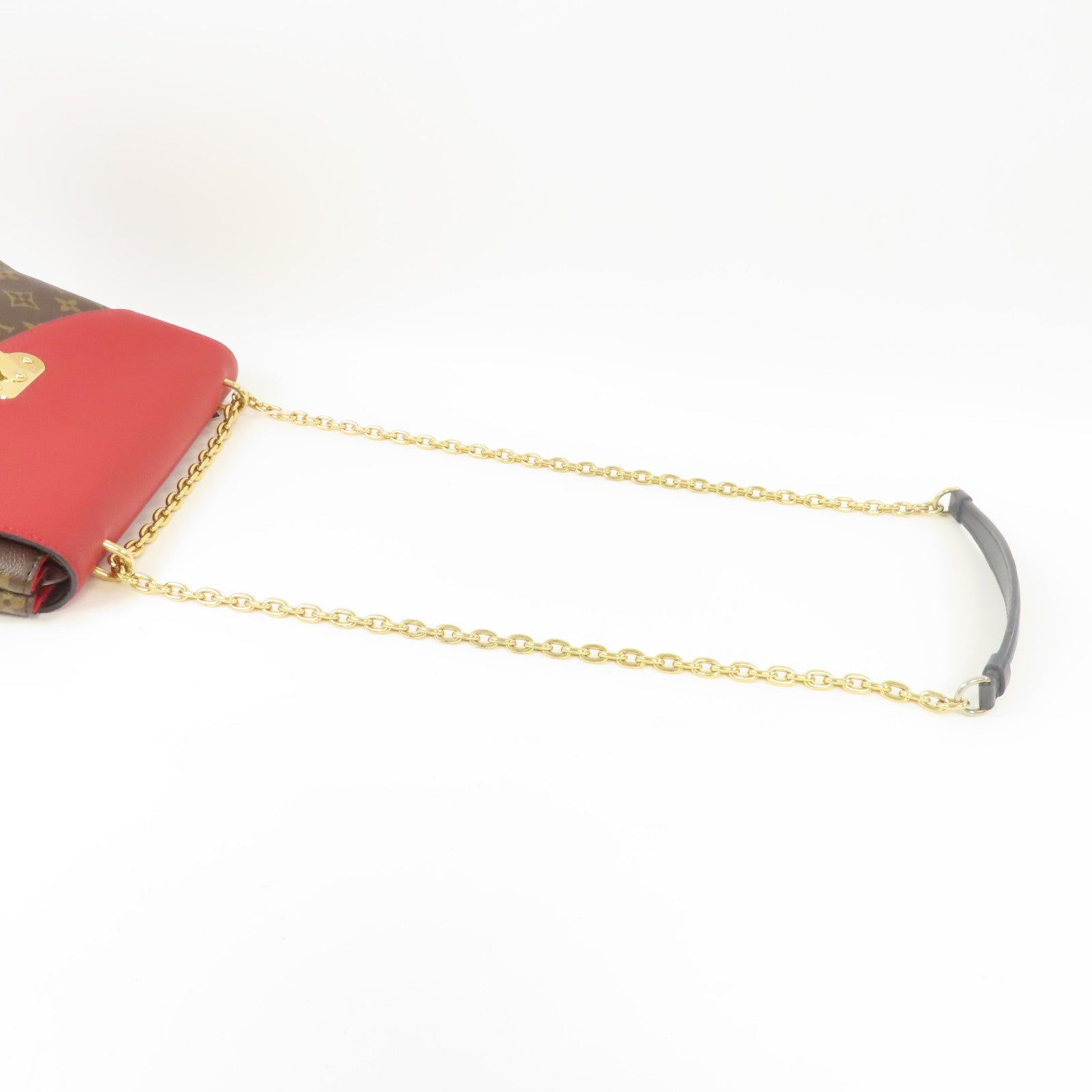 LOUIS VUITTON Monogram Saint Placide Chain Bag金扣鏈帶肩背袋紅色/啡色
