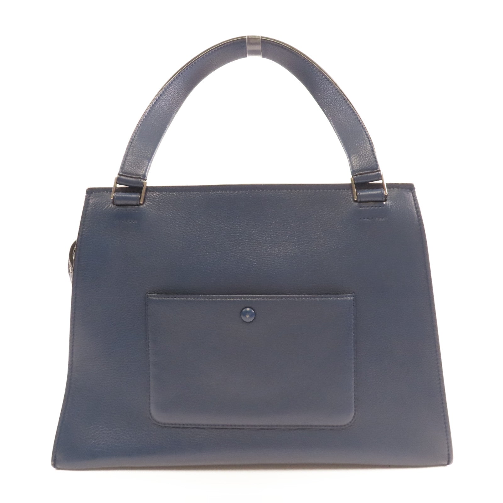 CELINE 【激減優惠】牛皮皮革Edge Medium銀扣肩背袋藍色