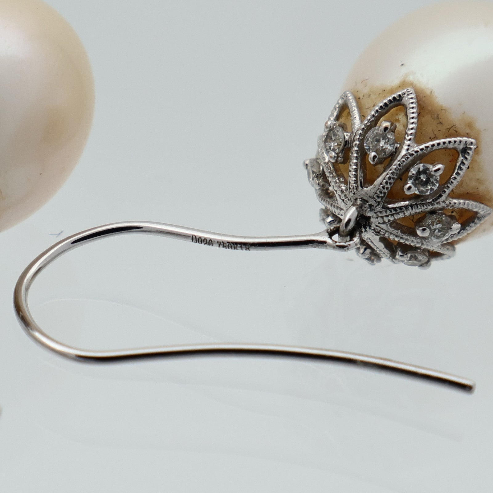 JEWELRY 18K白金Pearl Diamond Earrings珍珠鑽石耳環
