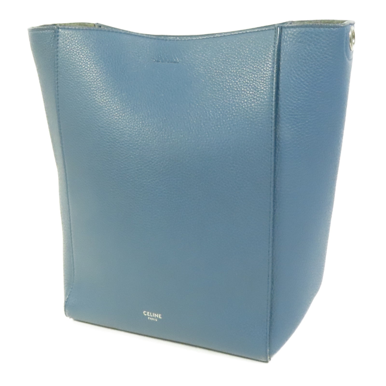 CELINE 【激減優惠】牛皮皮革Sangle Bucket Bag銀扣肩背袋