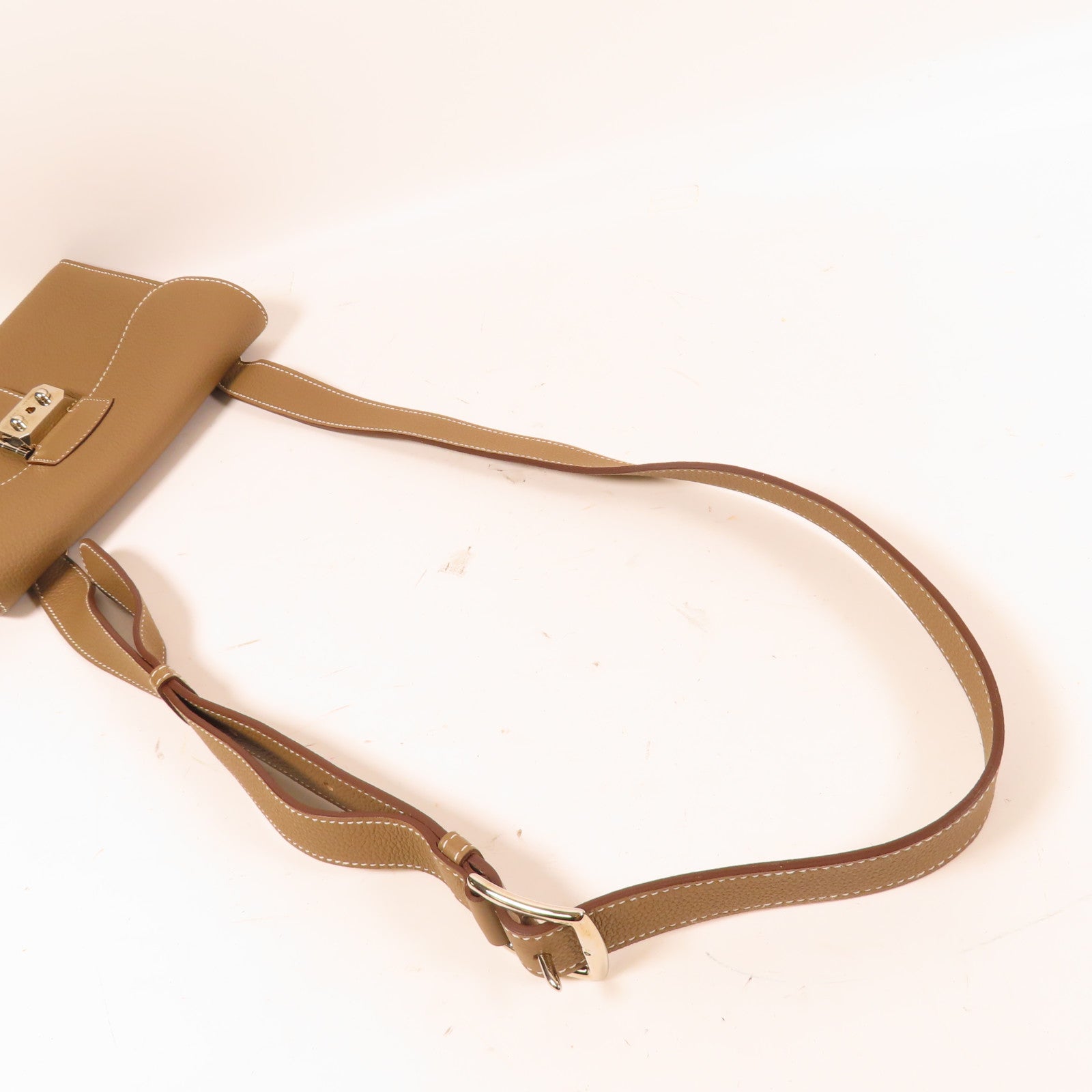 HERMES Togo皮革Sac A Depeches 21銀扣肩背袋啡色