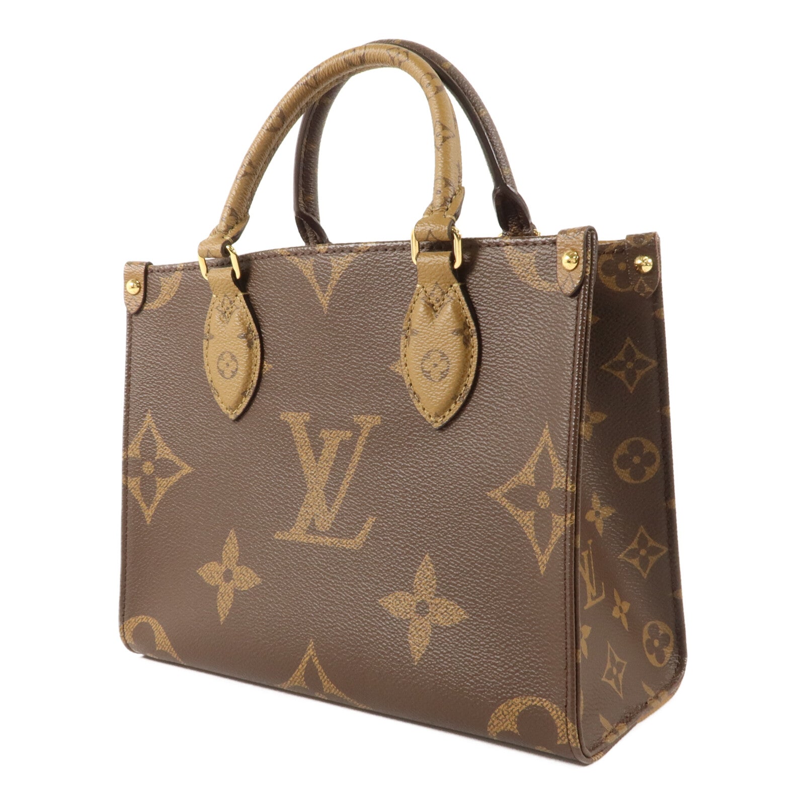 LOUIS VUITTON Monogram Giant OnTheGo PM金扣手挽肩背兩用袋棕色