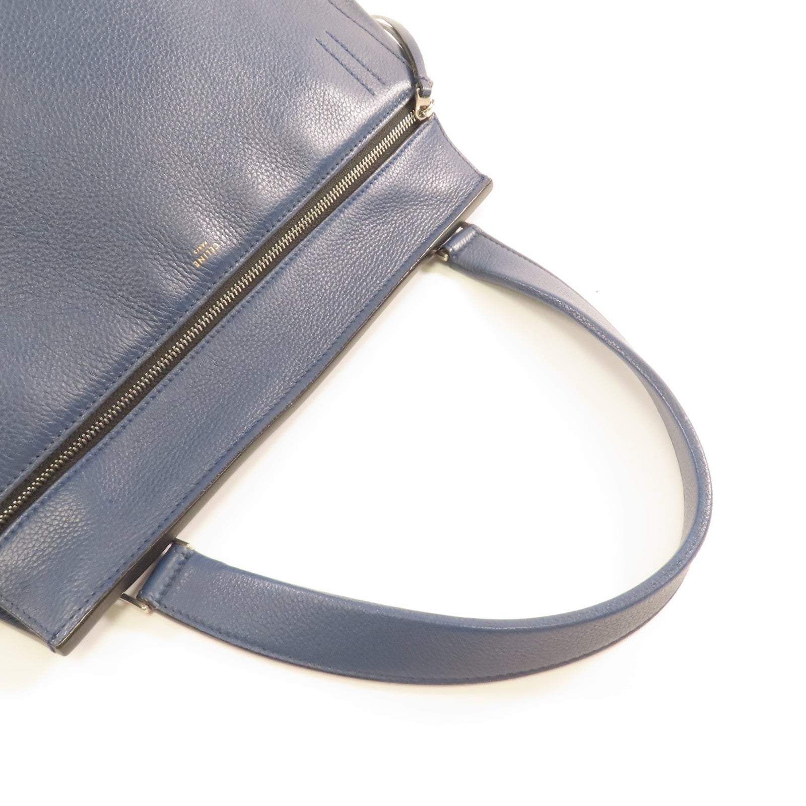 CELINE 【激減優惠】牛皮皮革Edge Medium銀扣肩背袋藍色