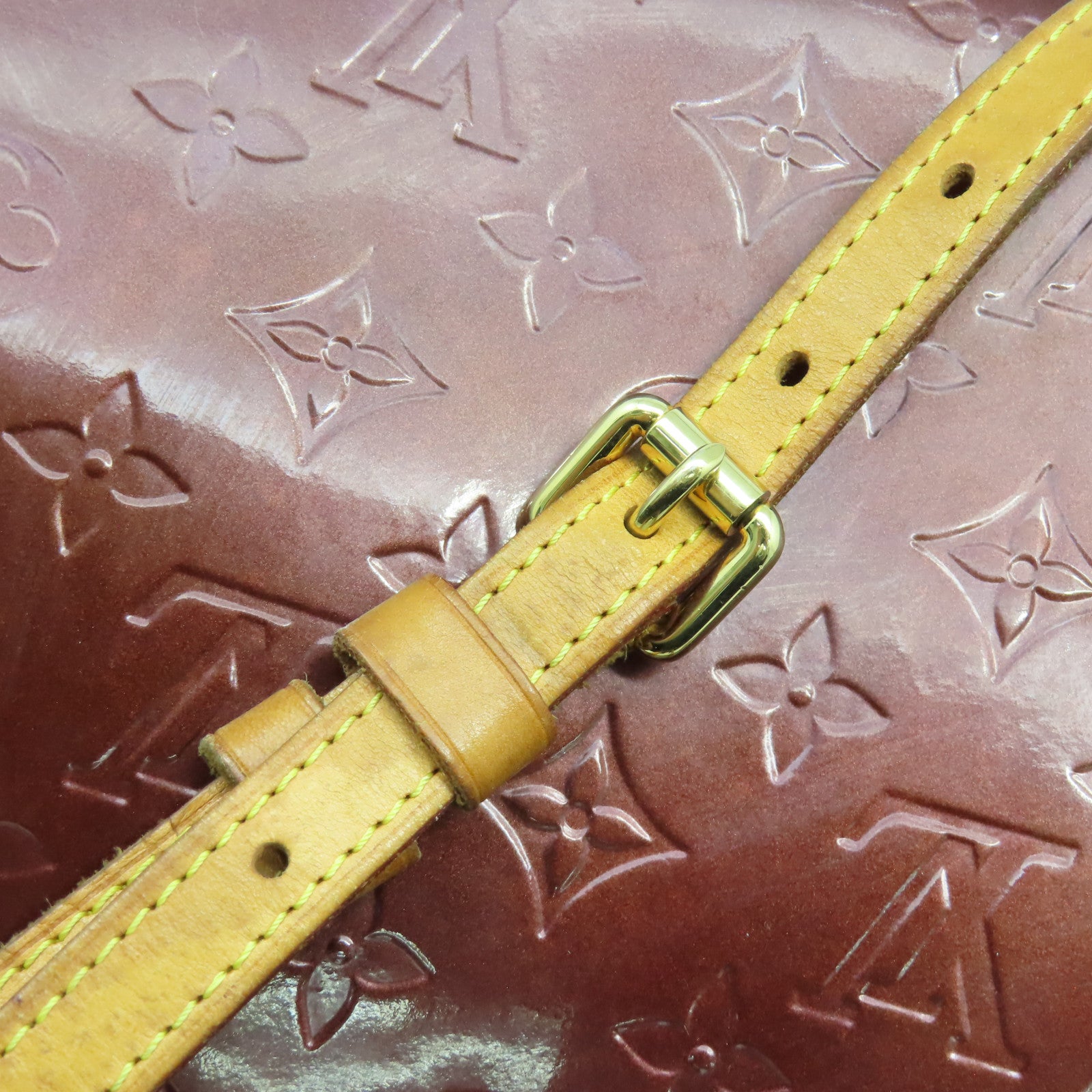 LOUIS VUITTON Monogram Vernis Brera MM金扣手挽肩背兩用袋酒紅色