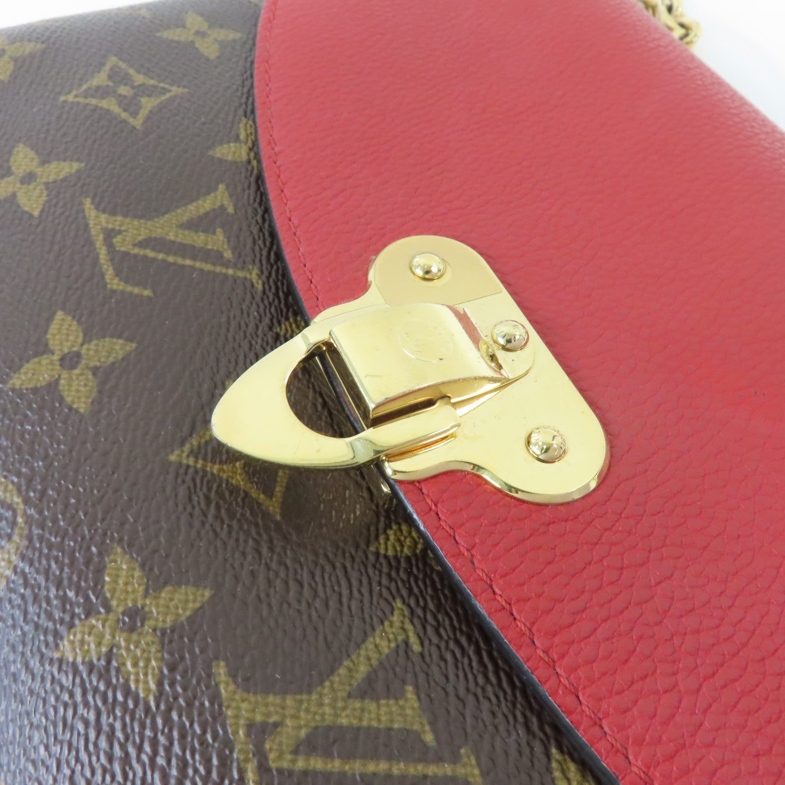LOUIS VUITTON Monogram Saint Placide Chain Bag金扣鏈帶肩背袋紅色/啡色