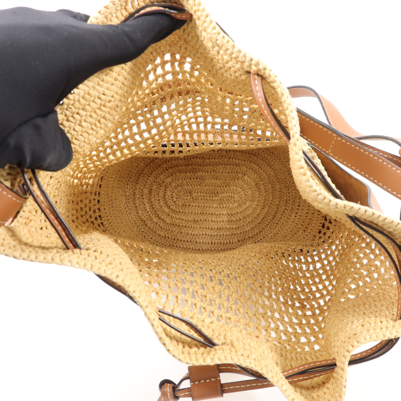 LOEWE Raffia/牛皮皮革Balloon手挽肩背兩用袋