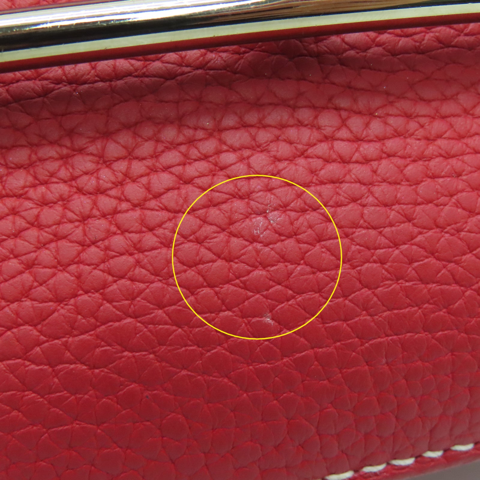 HERMES 【激減優惠】Clemence皮革Roulis 23金扣肩背袋Rouge Casaque紅色