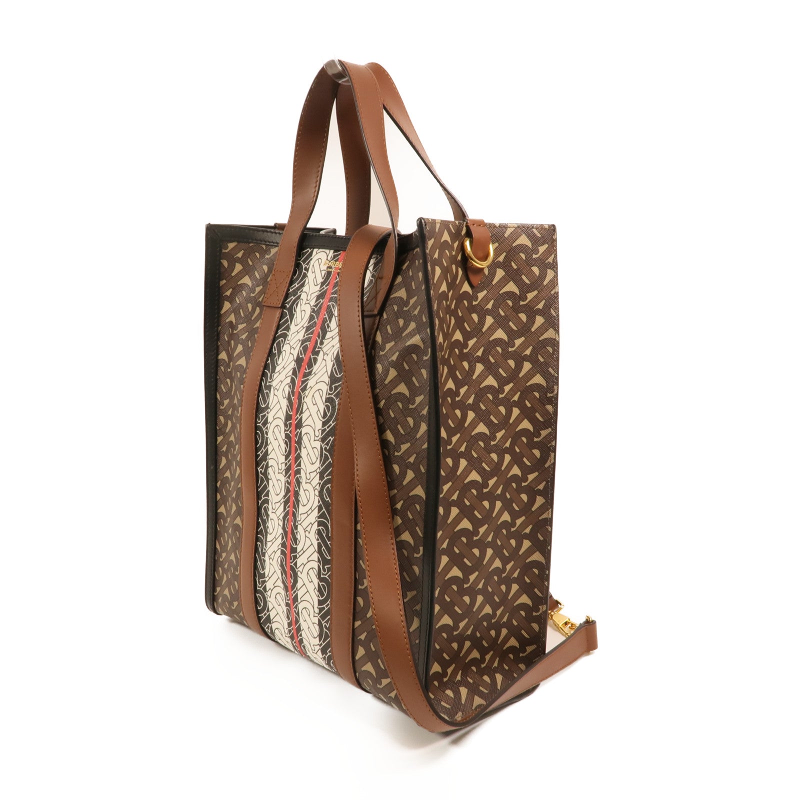 BURBERRY 塗層帆布2 Way Shoulder金扣手挽肩背兩用袋