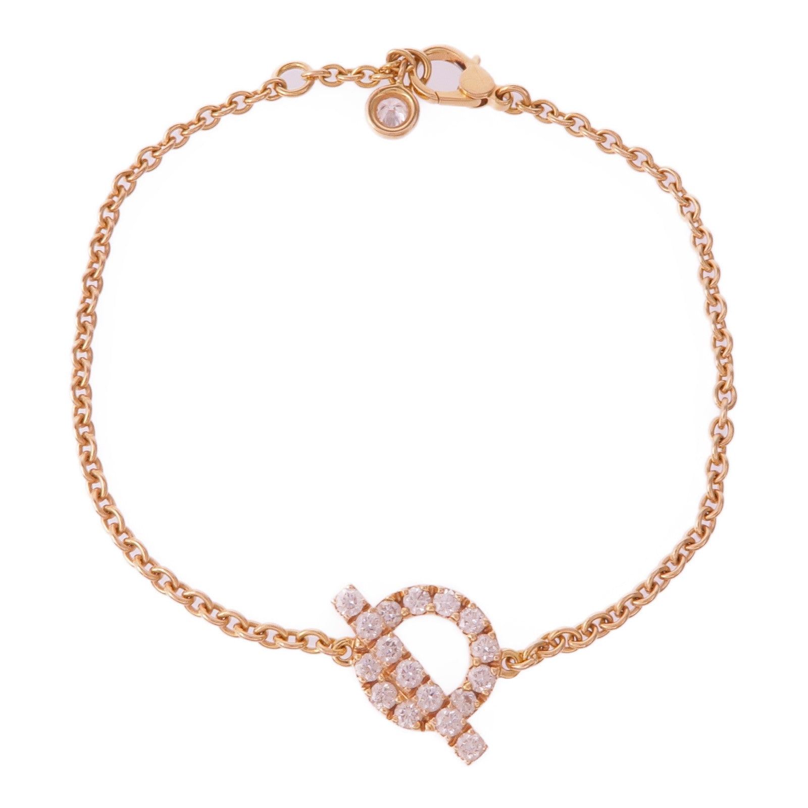 HERMES 18K玫瑰金Finesse Bracelet鑽石手鏈