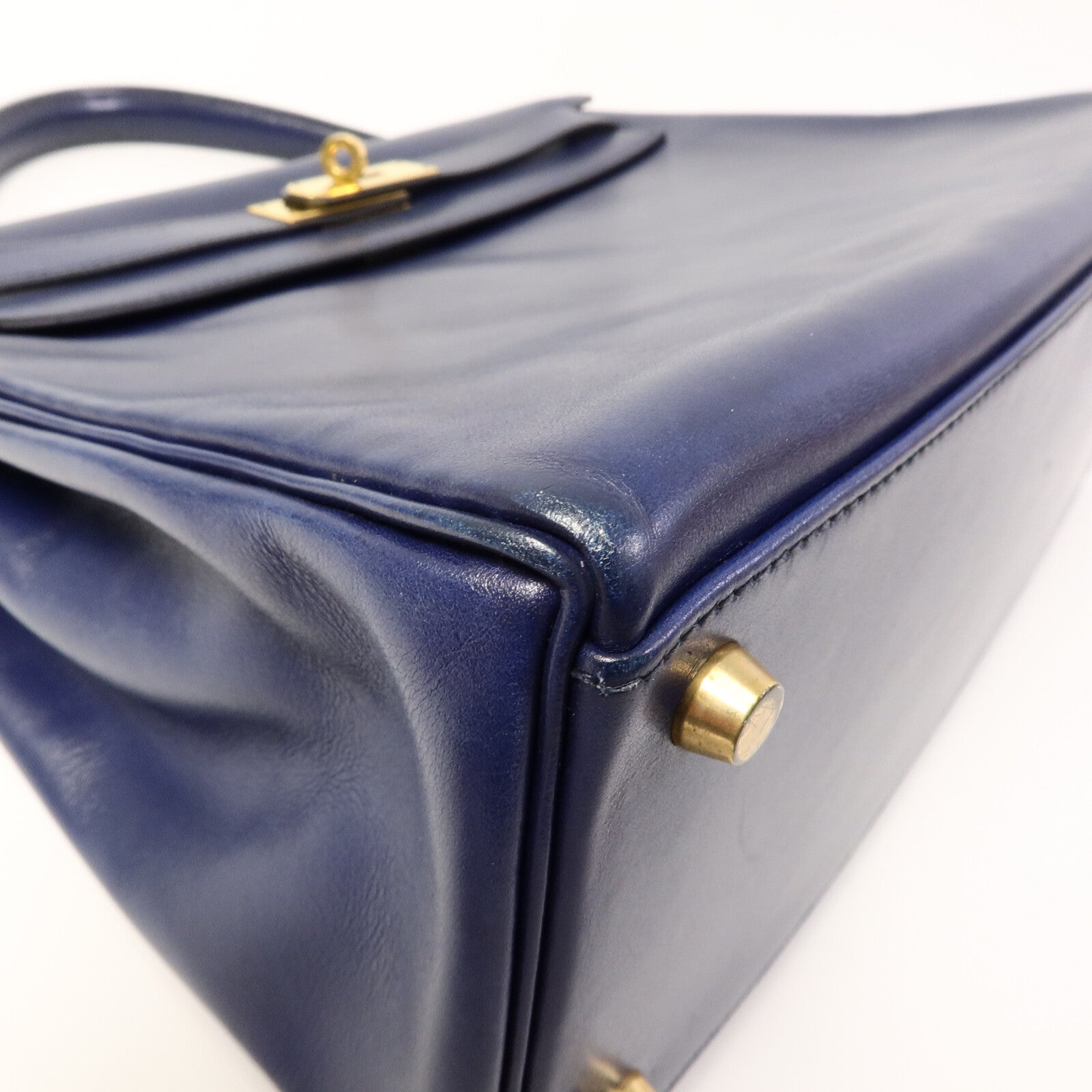 HERMES Box皮革Kelly 32手挽肩背兩用袋Blue