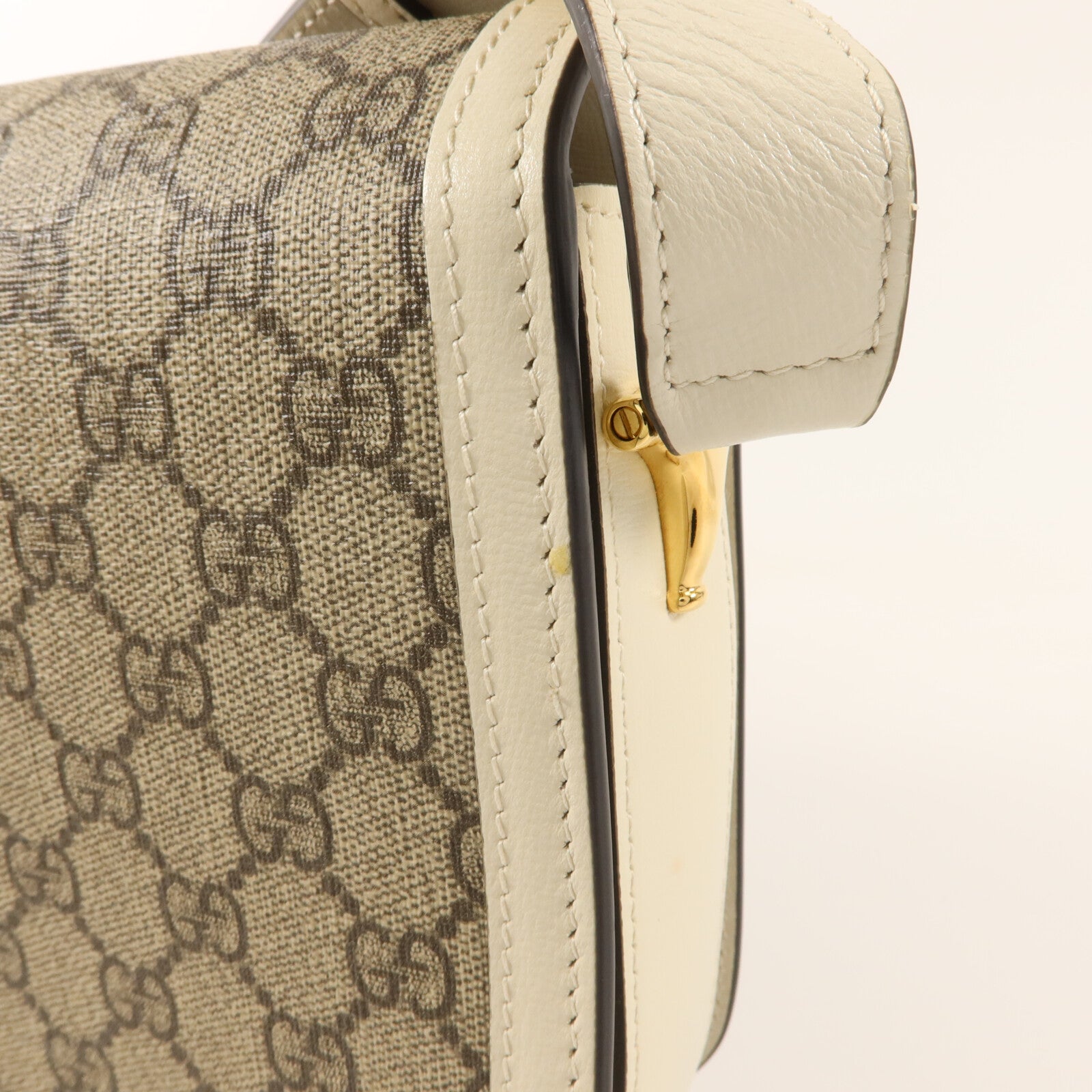 GUCCI 塗層帆布Horsebit 1955 Medium金扣肩背袋