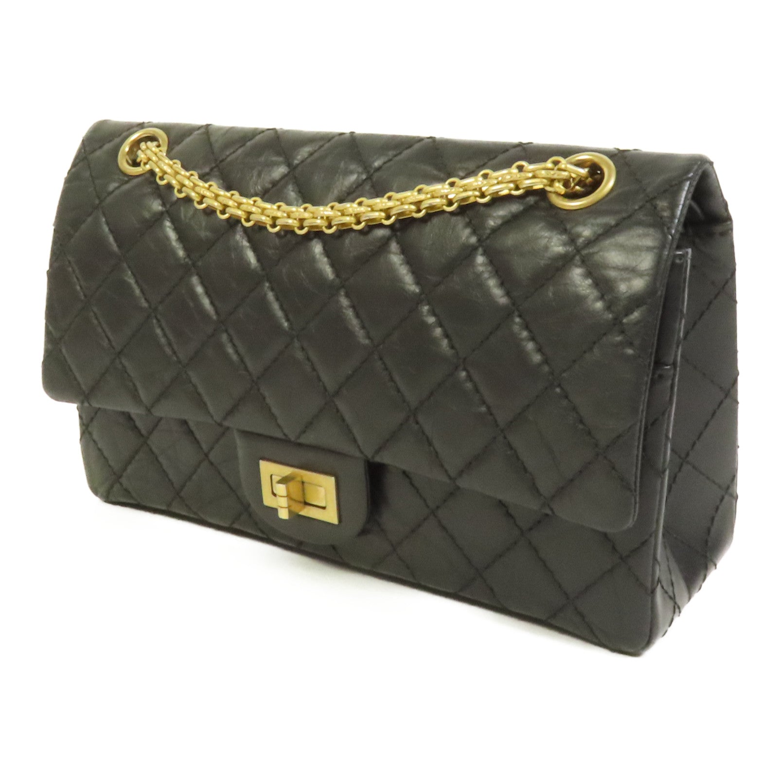 CHANEL 牛皮皮革2.55 Medium金扣鏈帶肩背袋