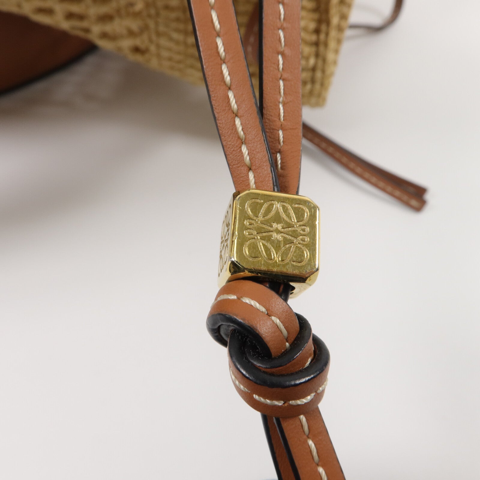LOEWE Raffia/牛皮皮革Balloon手挽肩背兩用袋