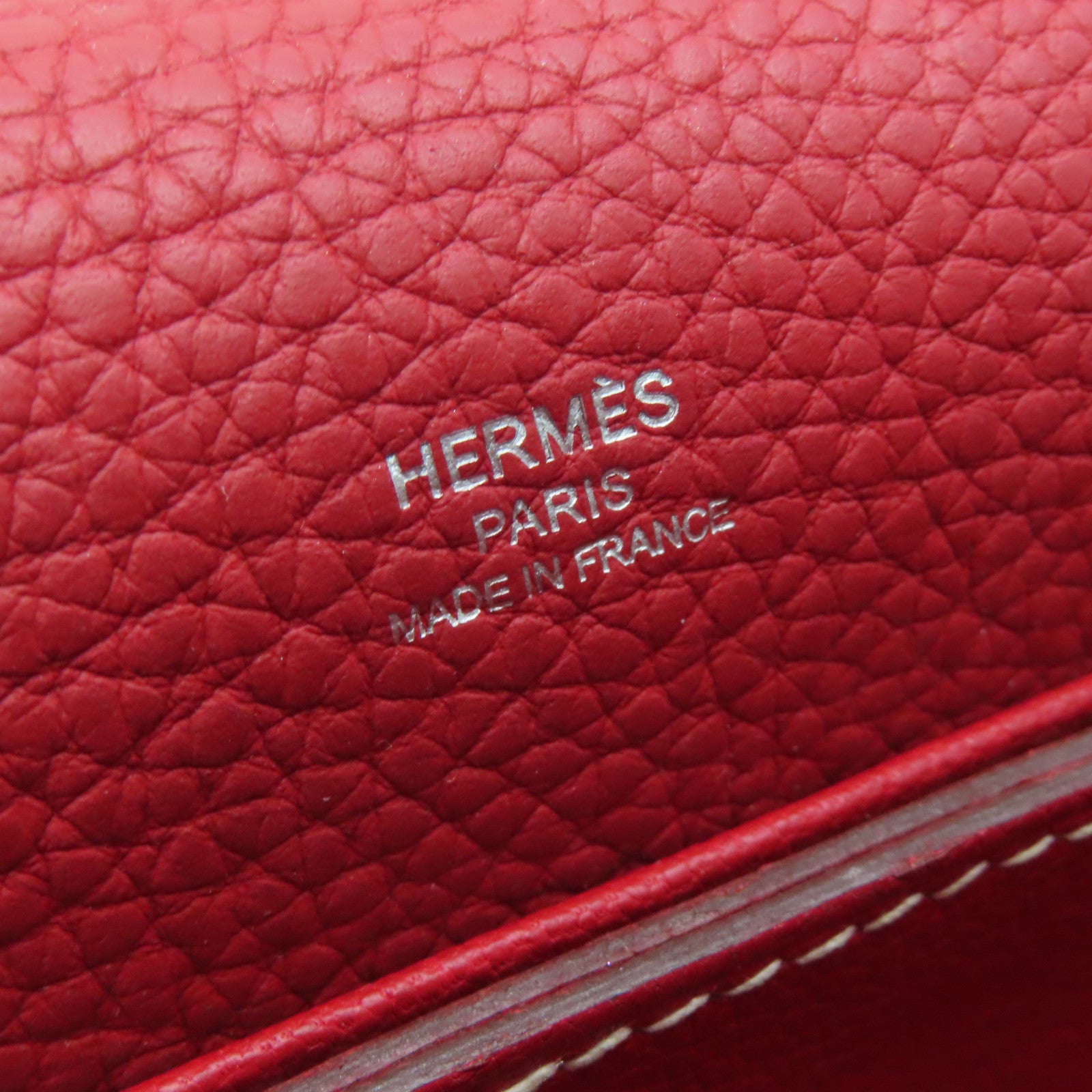HERMES 【激減優惠】Clemence皮革Roulis 23金扣肩背袋Rouge Casaque紅色