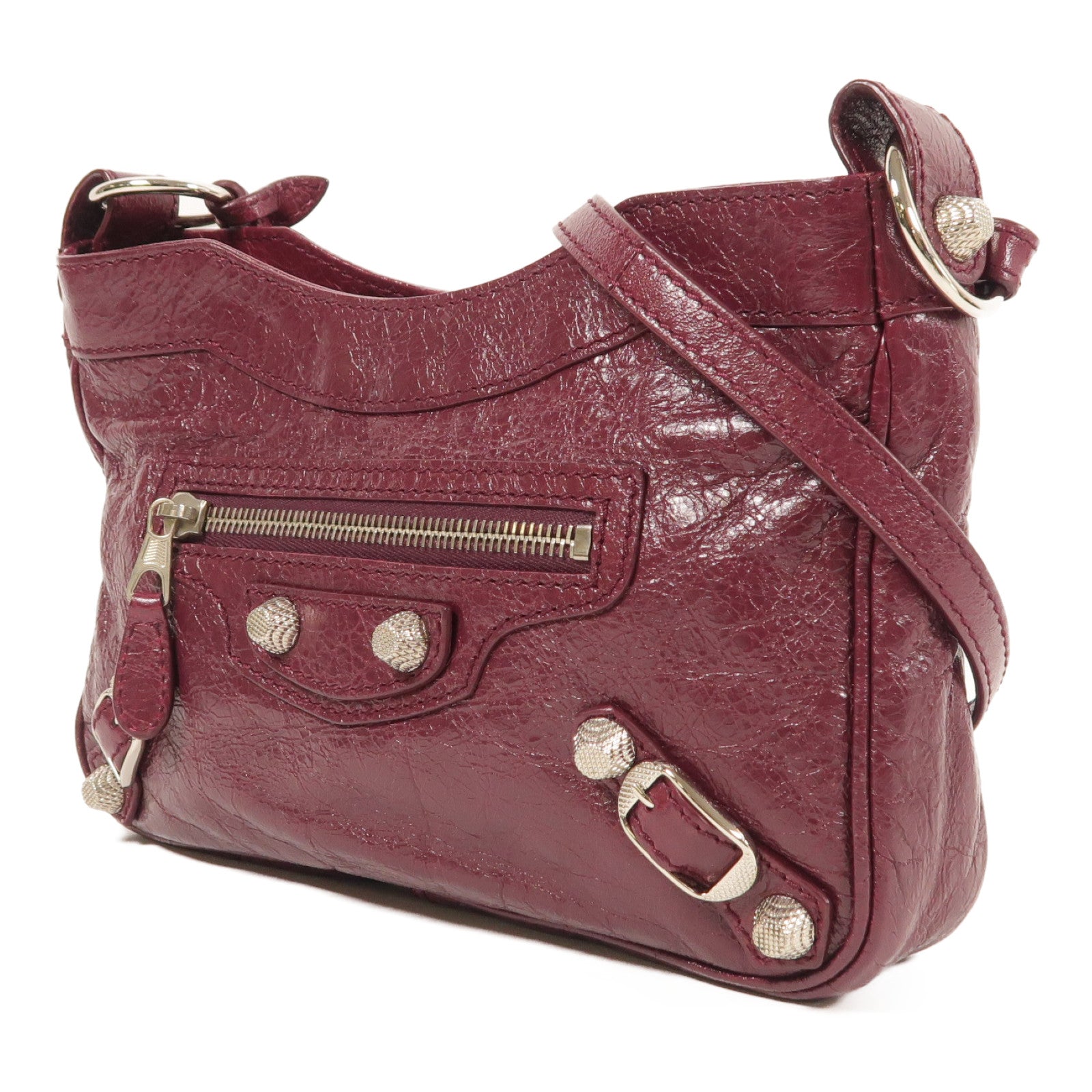 BALENCIAGA 牛皮皮革Giant Hip銀扣肩背袋