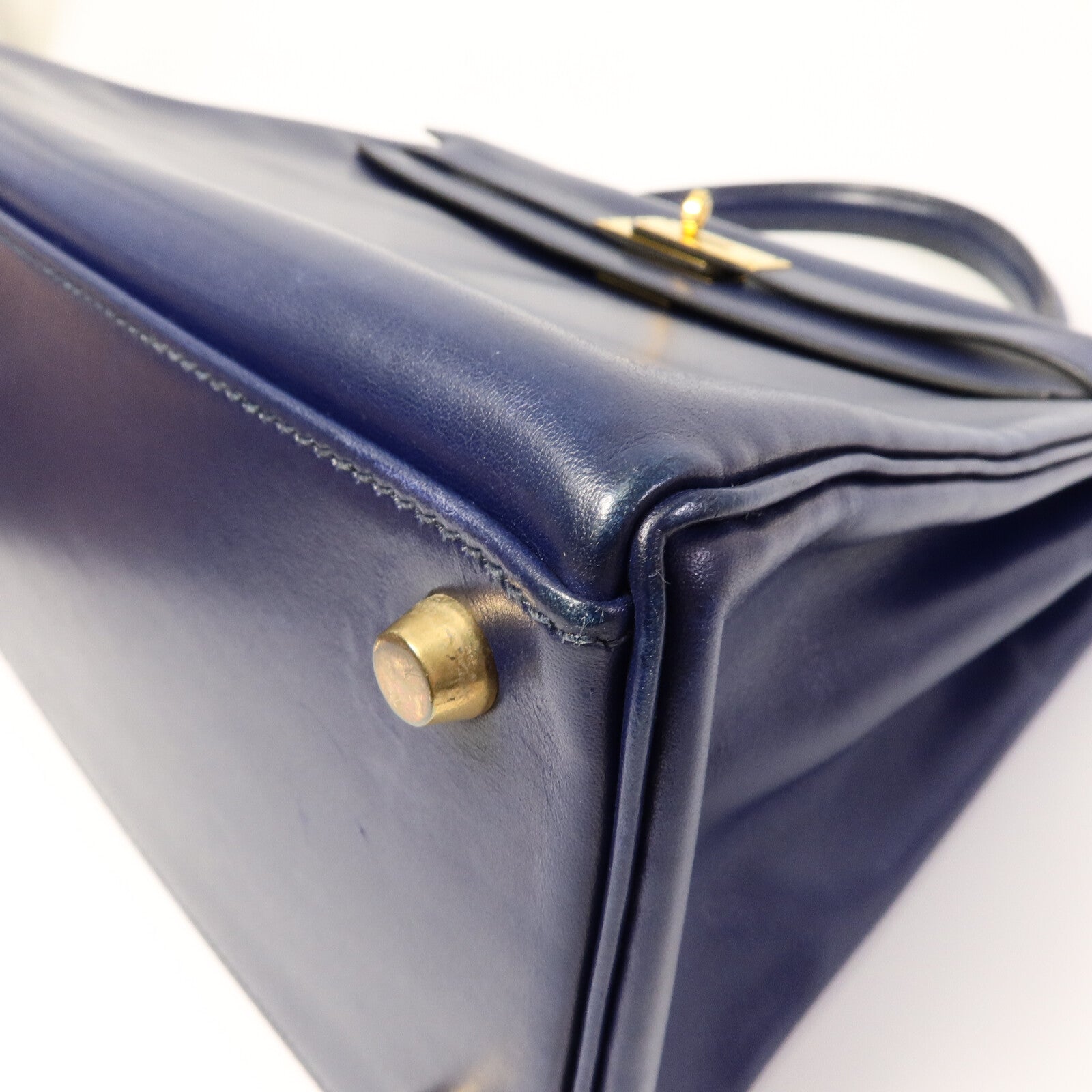 HERMES Box皮革Kelly 32手挽肩背兩用袋Blue