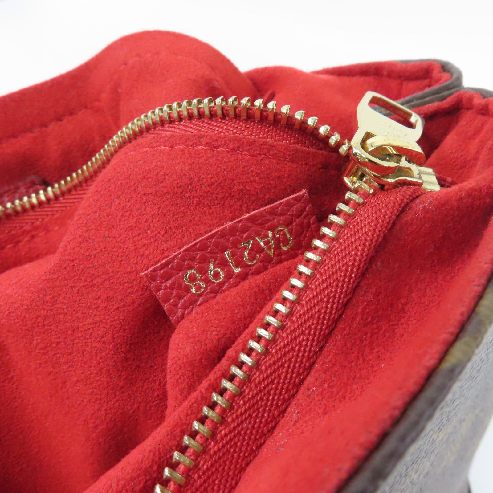 LOUIS VUITTON Monogram Saint Placide Chain Bag金扣鏈帶肩背袋紅色/啡色