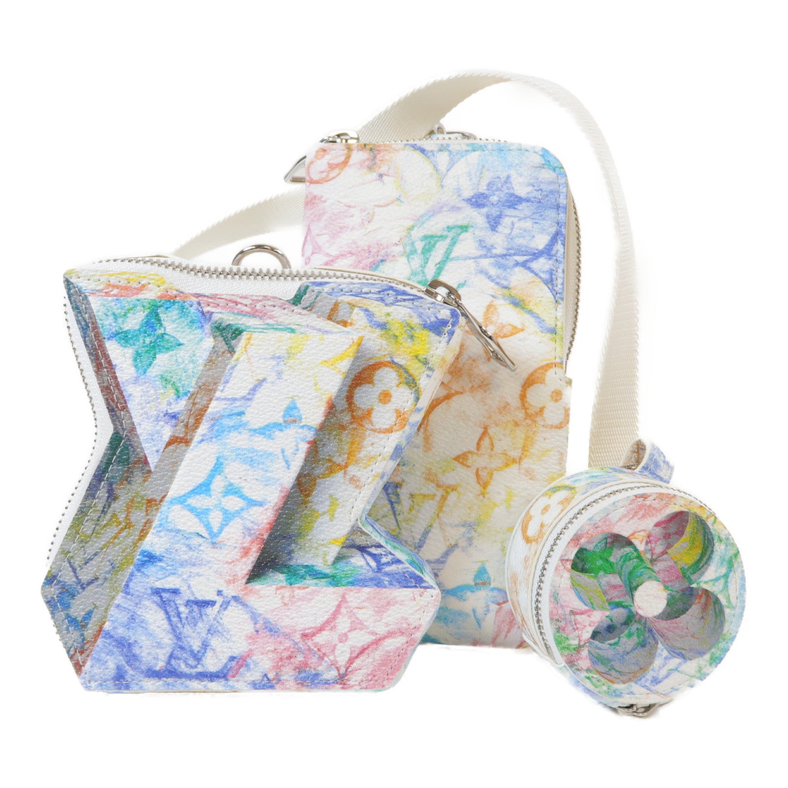 LOUIS VUITTON Monogram Pastel Colors LV Block銀扣肩背袋彩色