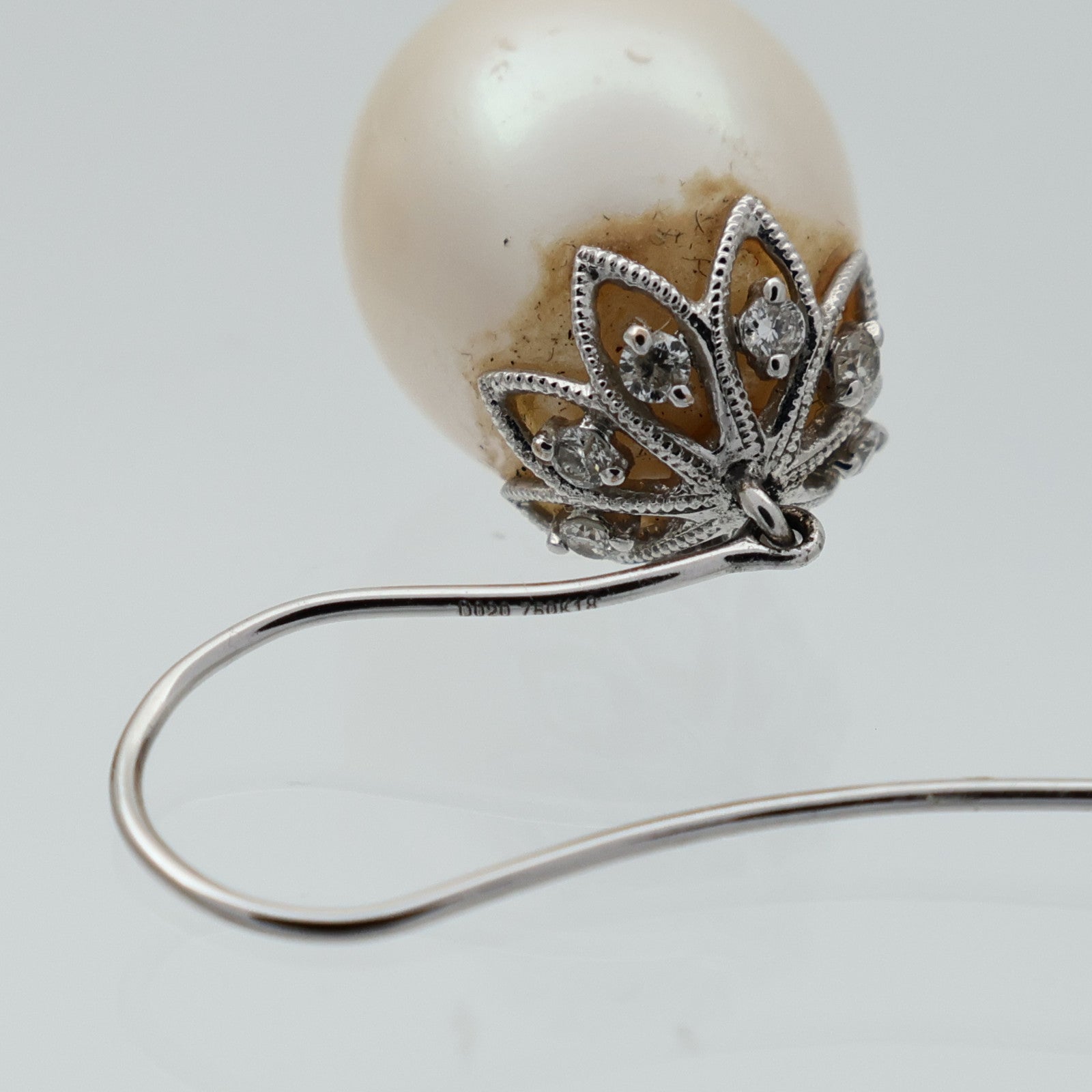 JEWELRY 18K白金Pearl Diamond Earrings珍珠鑽石耳環