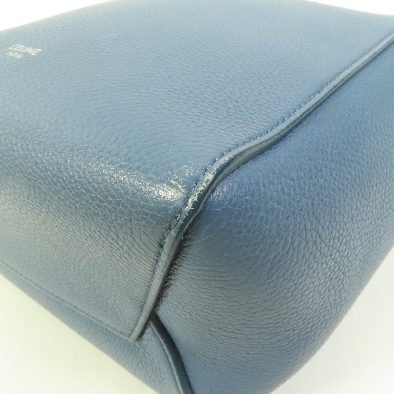 CELINE 【激減優惠】牛皮皮革Sangle Bucket Bag銀扣肩背袋