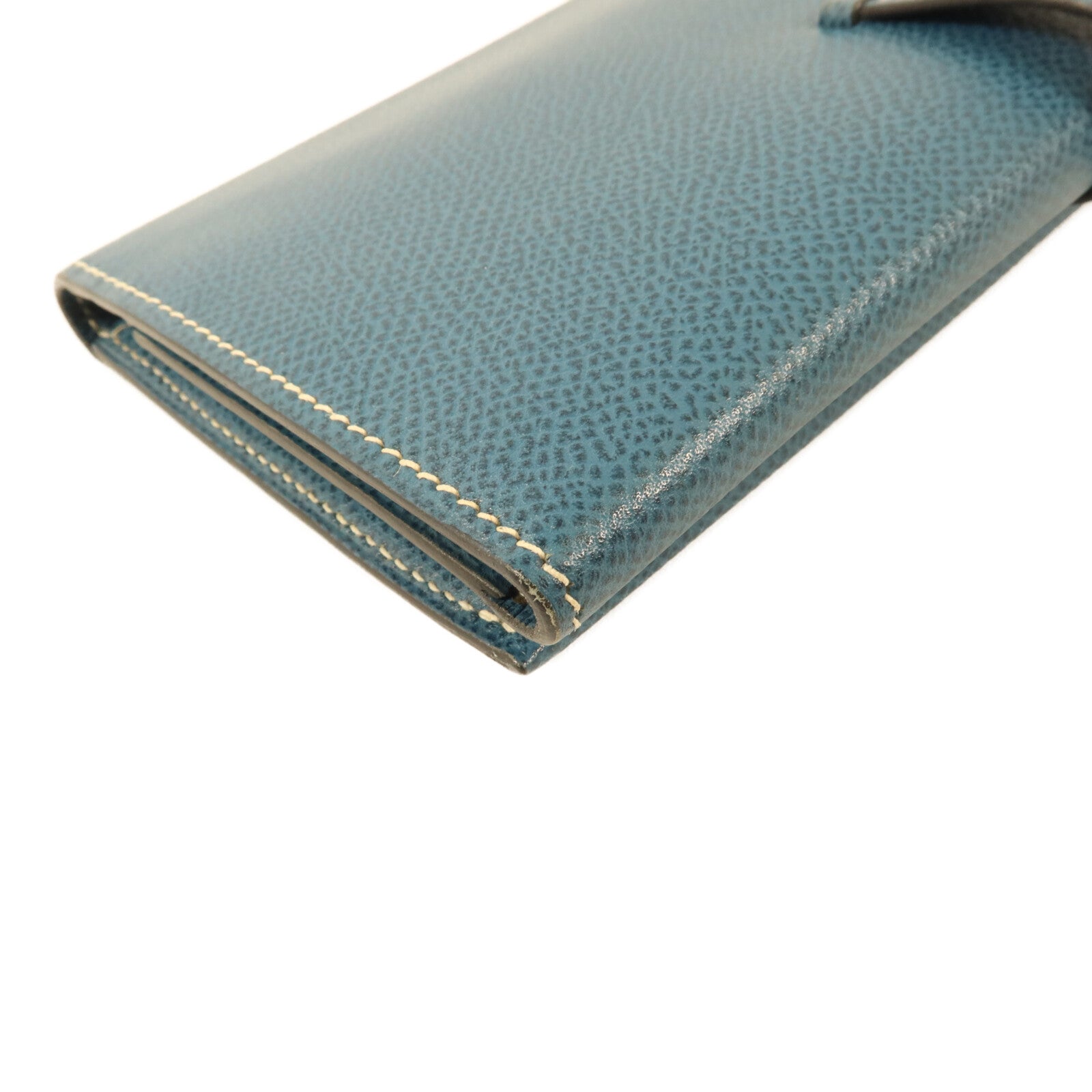 HERMES Courchevel皮革Bearn Trifold長錢包Bleu Jean