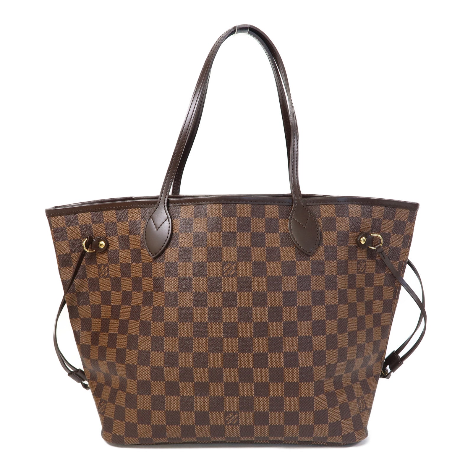 LOUIS VUITTON Damier Neverfull MM金扣肩背袋啡色