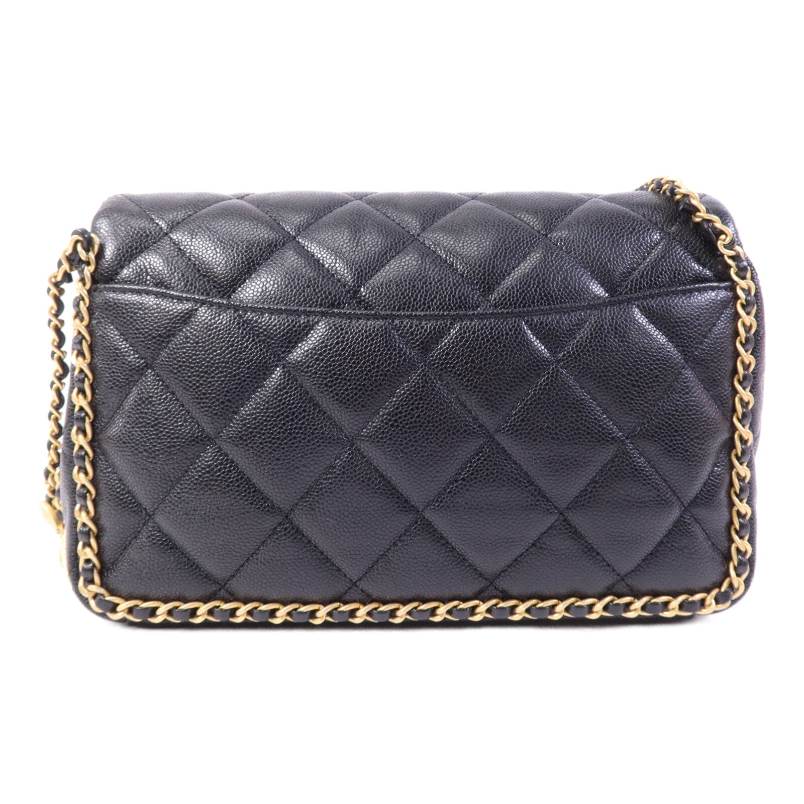 CHANEL 牛皮皮革Chain Around Flap Bag金扣鏈帶肩背袋