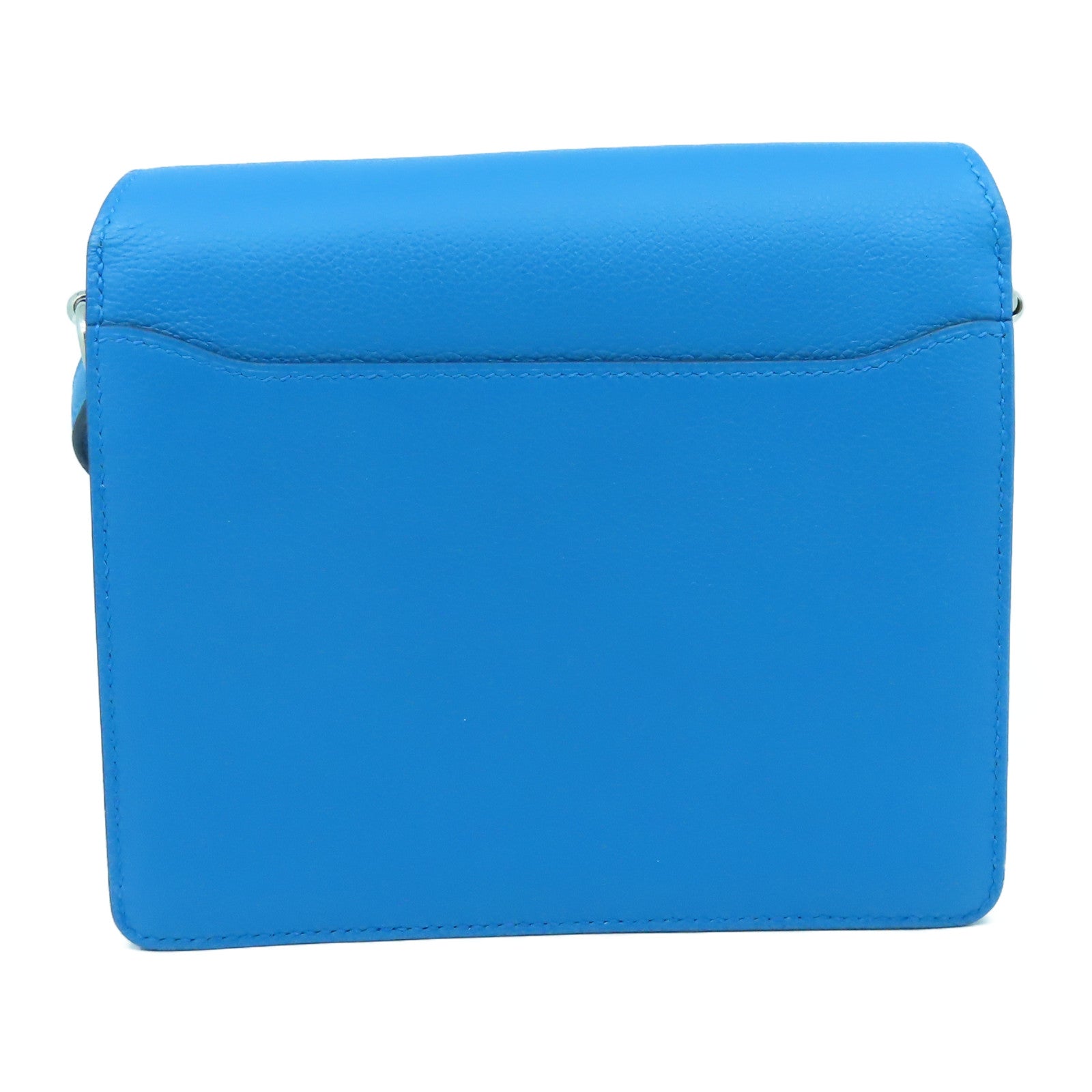 HERMES **【激減優惠】Evercolor皮革Mini Roulis銀扣肩背袋藍色