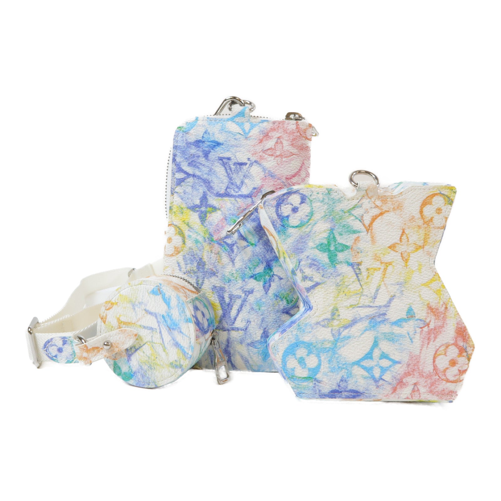 LOUIS VUITTON Monogram Pastel Colors LV Block銀扣肩背袋彩色