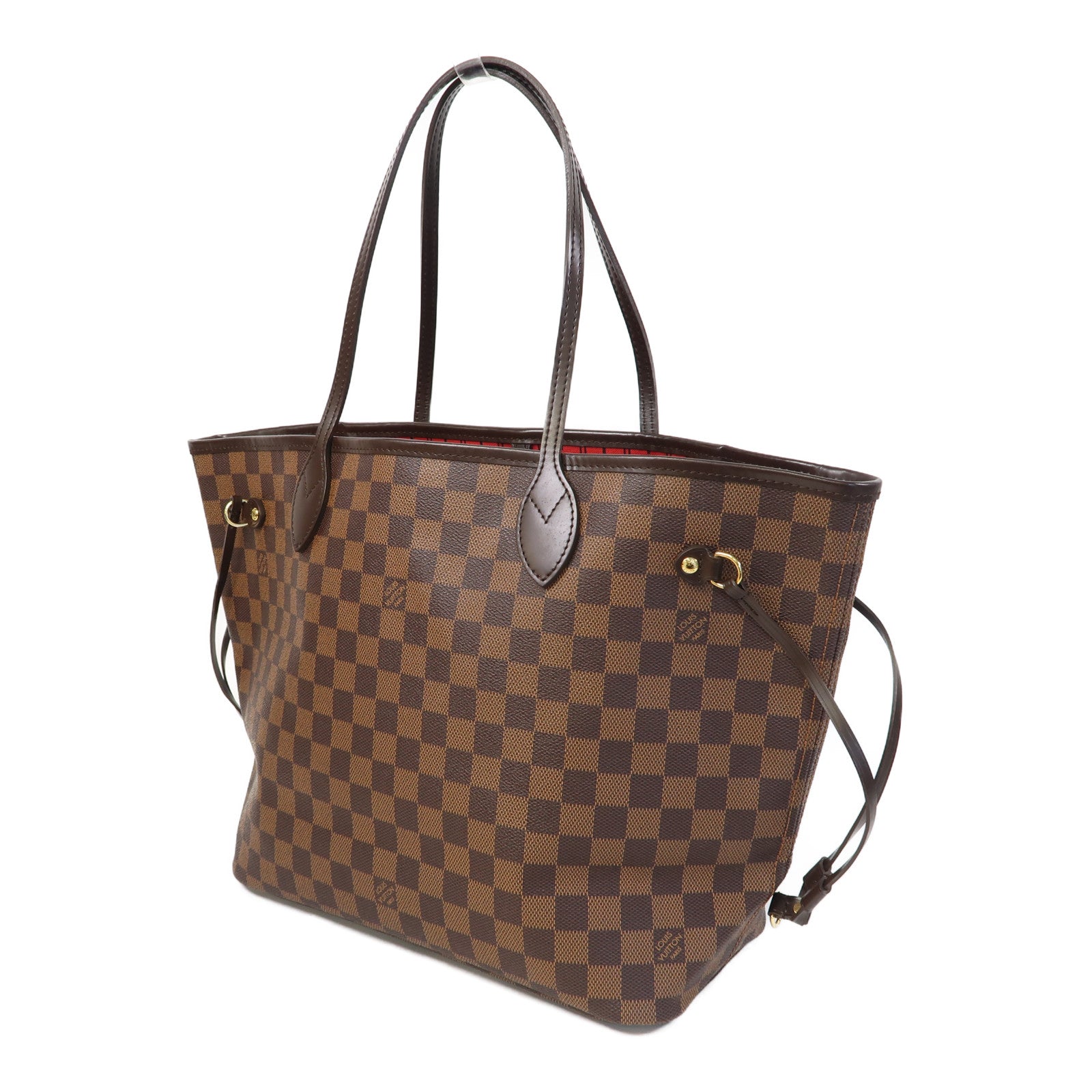 LOUIS VUITTON Damier Neverfull MM金扣肩背袋啡色