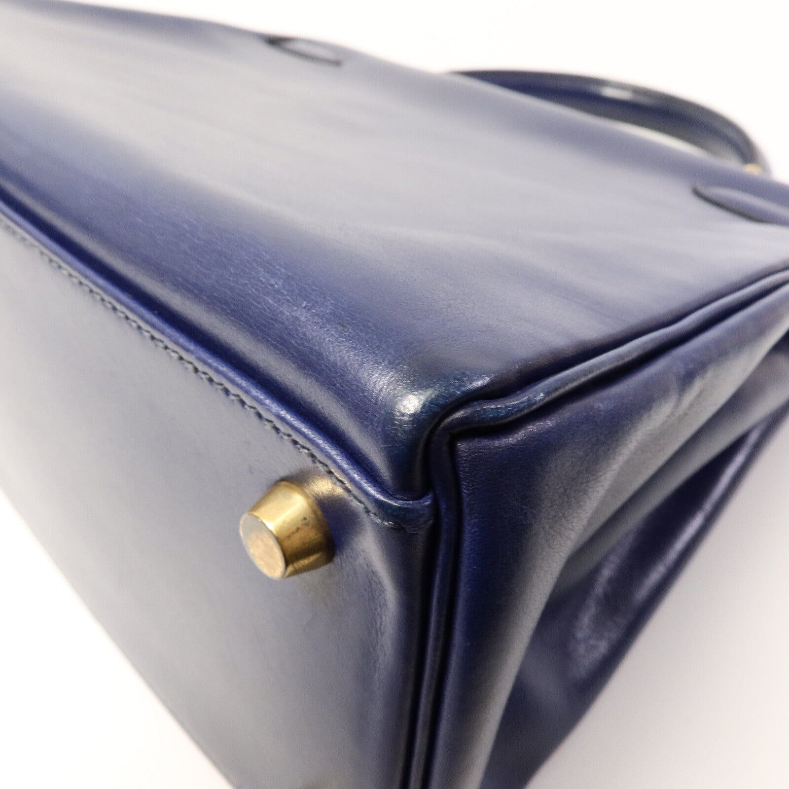HERMES Box皮革Kelly 32手挽肩背兩用袋Blue