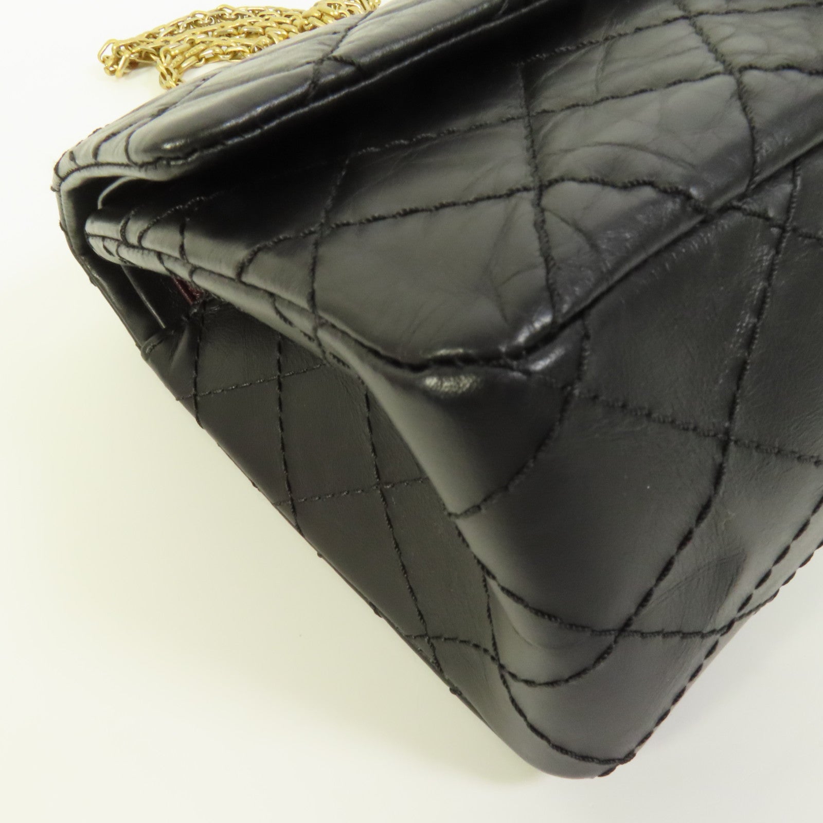 CHANEL 牛皮皮革2.55 Medium金扣鏈帶肩背袋