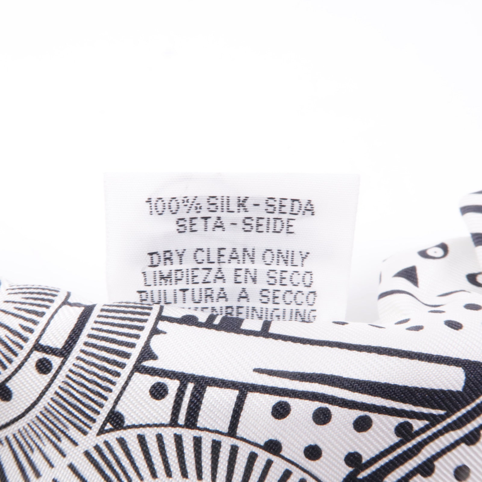 HERMES Scarf Scarves Silk White Black