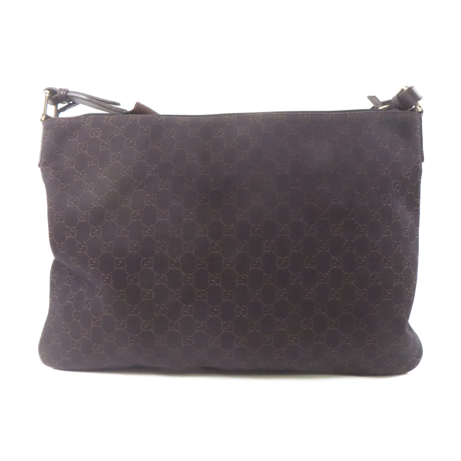 GUCCI 帆布Shoulder Bag銀扣肩背袋棕色