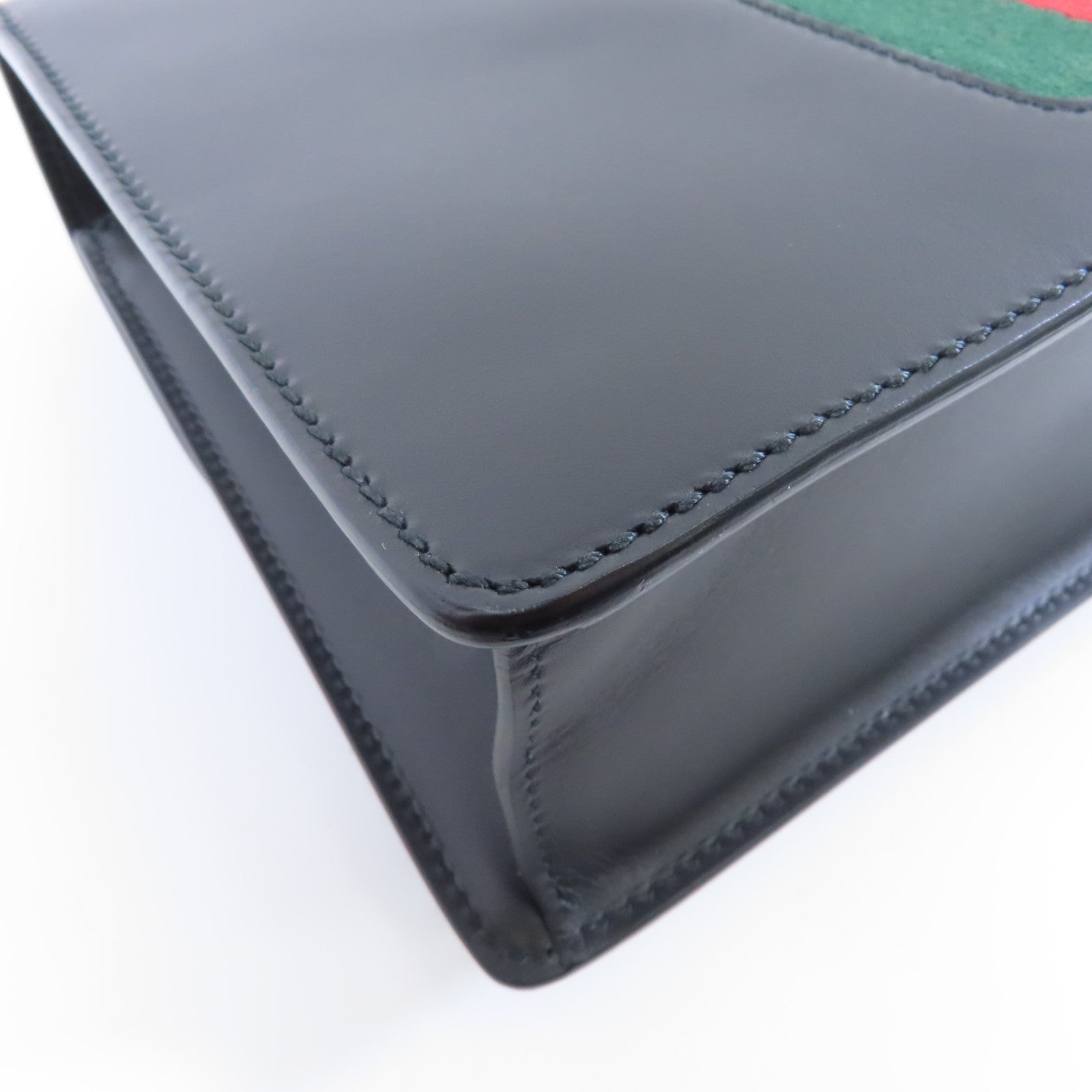 GUCCI 【激減優惠】牛皮皮革Sylvia金扣肩背袋黑色