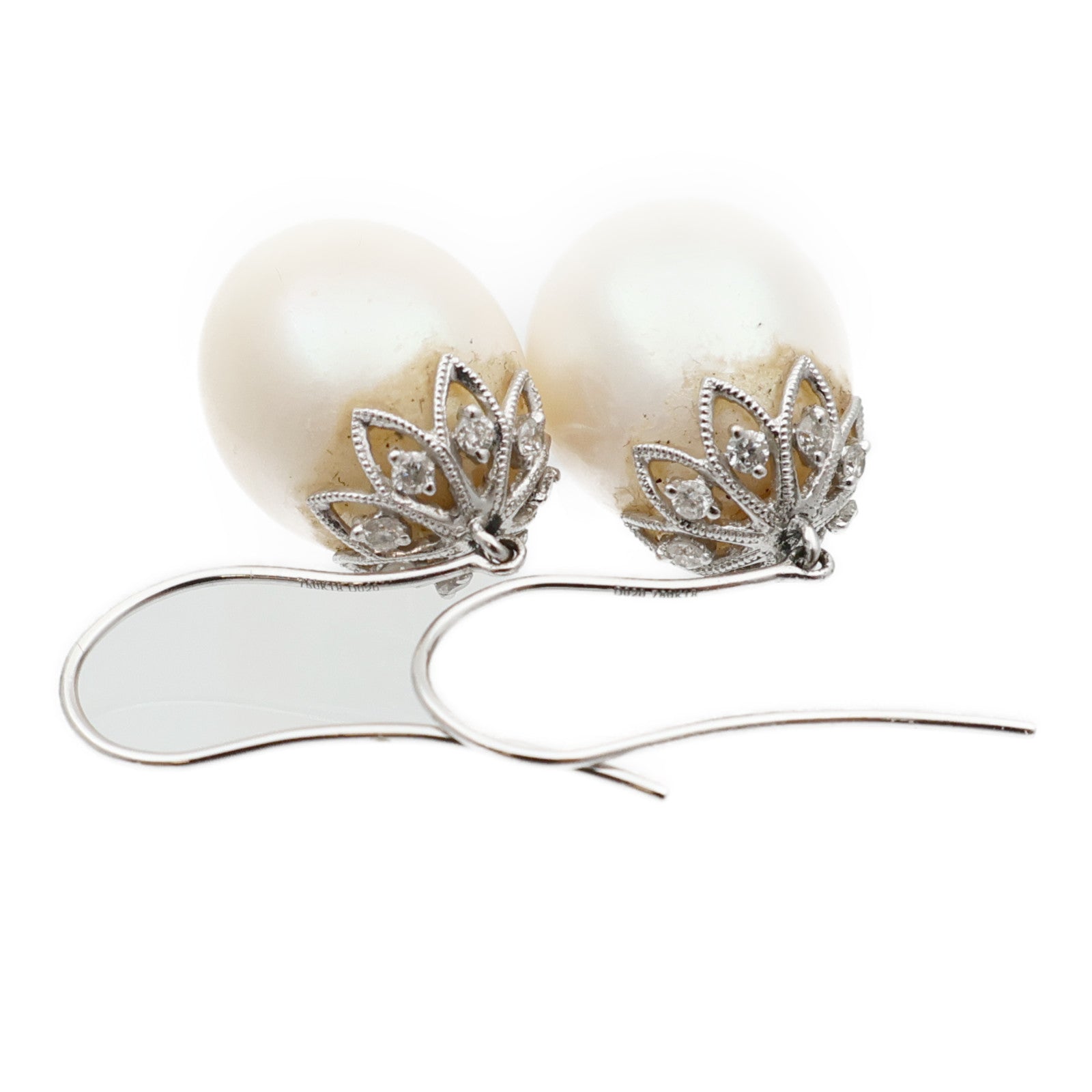 JEWELRY 18K白金Pearl Diamond Earrings珍珠鑽石耳環