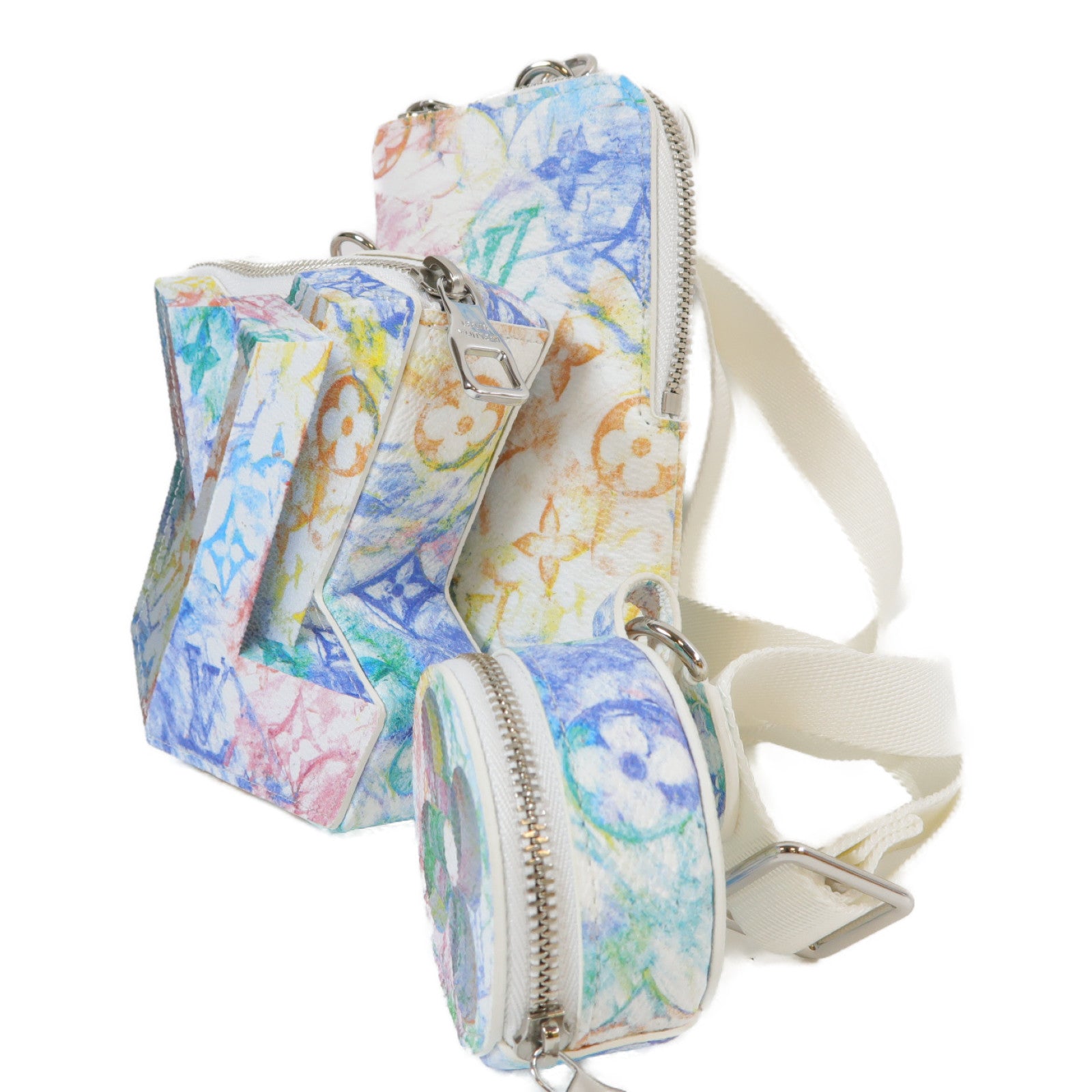 LOUIS VUITTON Monogram Pastel Colors LV Block銀扣肩背袋彩色