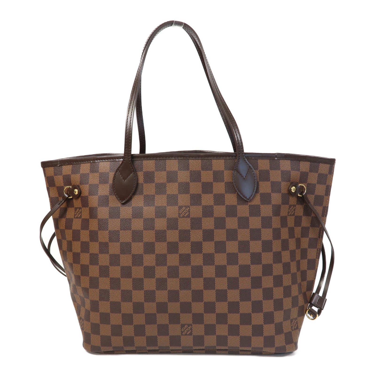 LOUIS VUITTON Damier Neverfull MM金扣肩背袋啡色
