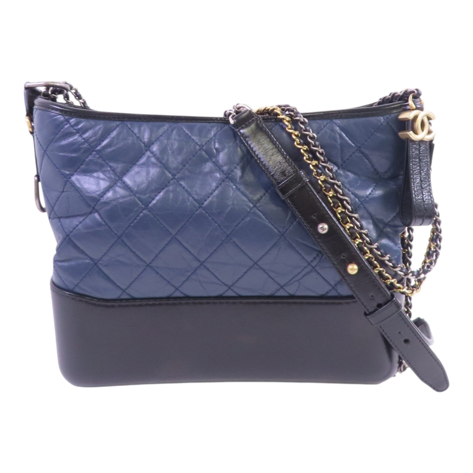 CHANEL 牛皮革Gabrielle Medium Chain Shoulder Bag銀扣鏈帶肩背袋