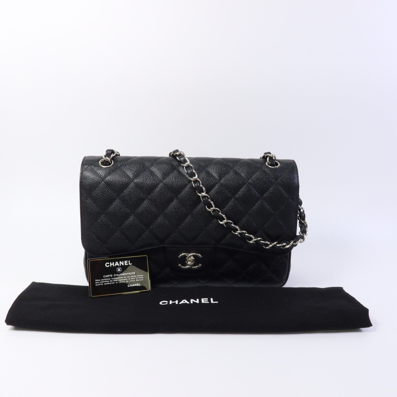 CHANEL 牛皮皮革Large Classic鏈帶肩背袋