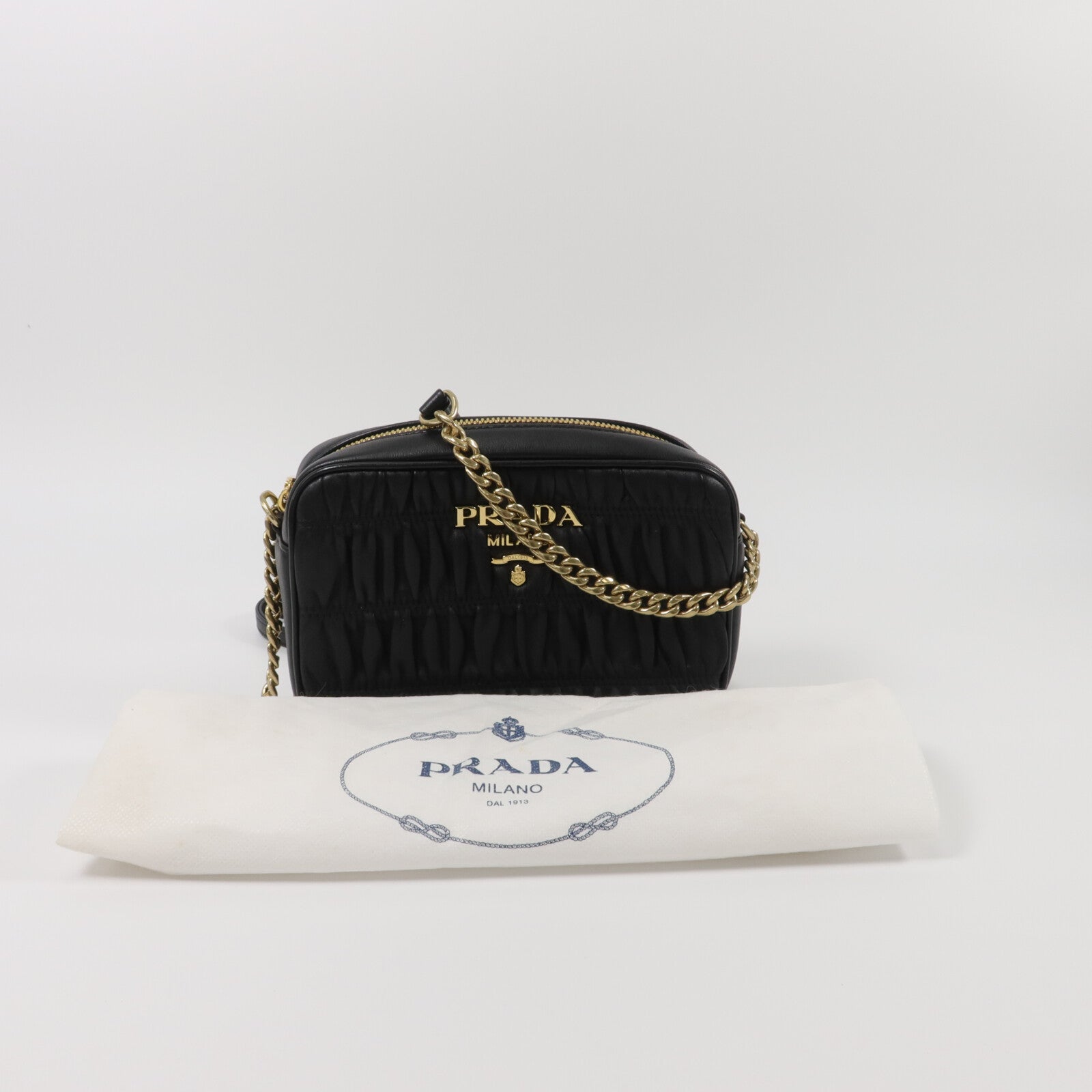 PRADA 牛皮皮革Shoulder Bag鏈帶肩背袋