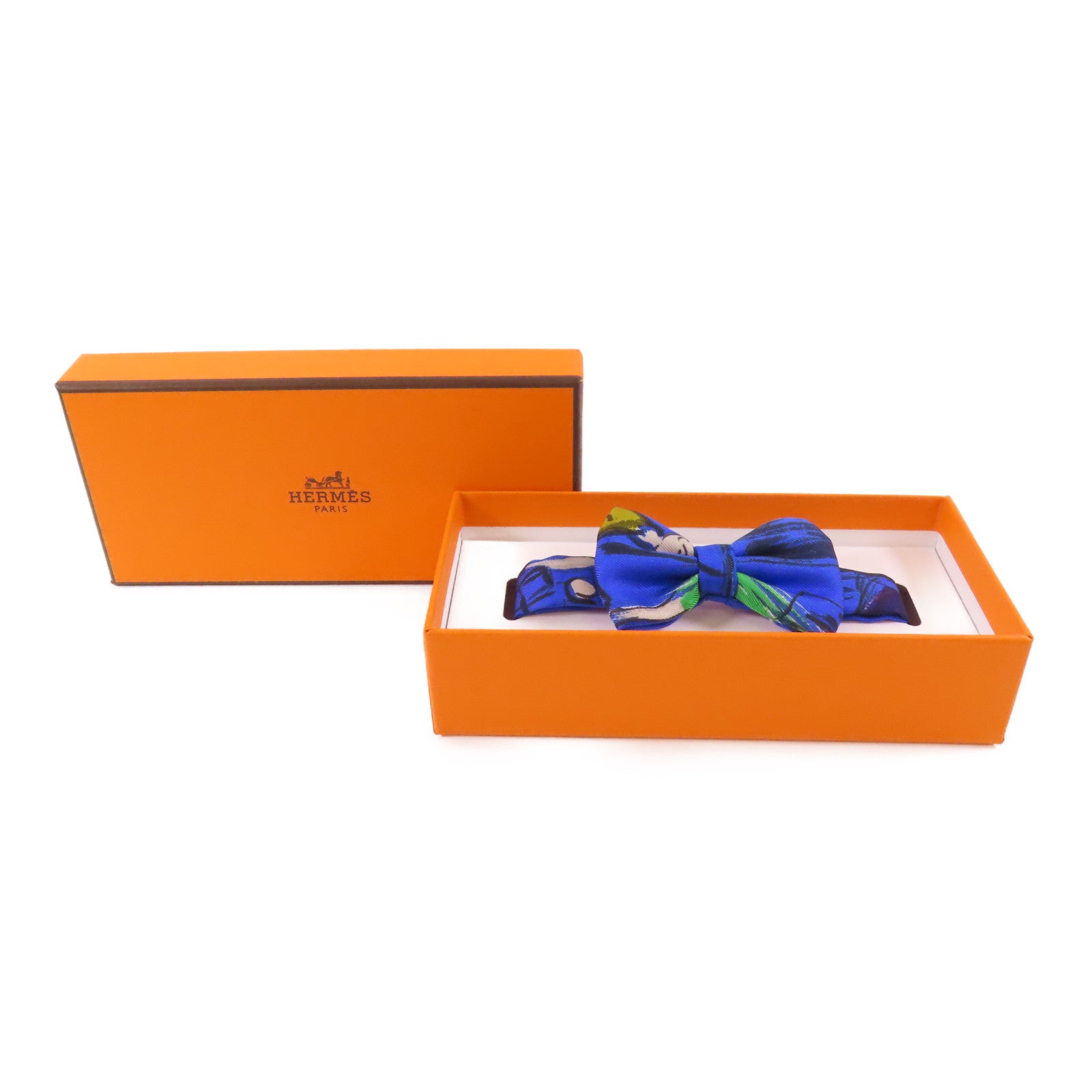 HERMES Bow Tie Silk Blue