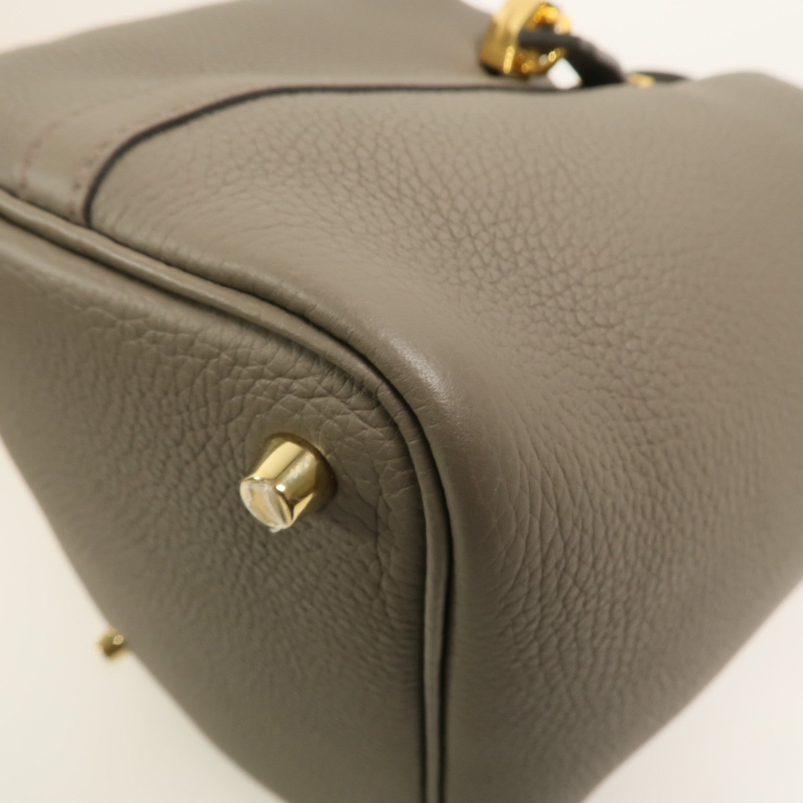 HERMES Clemence皮革Picotin PM手挽袋Etain